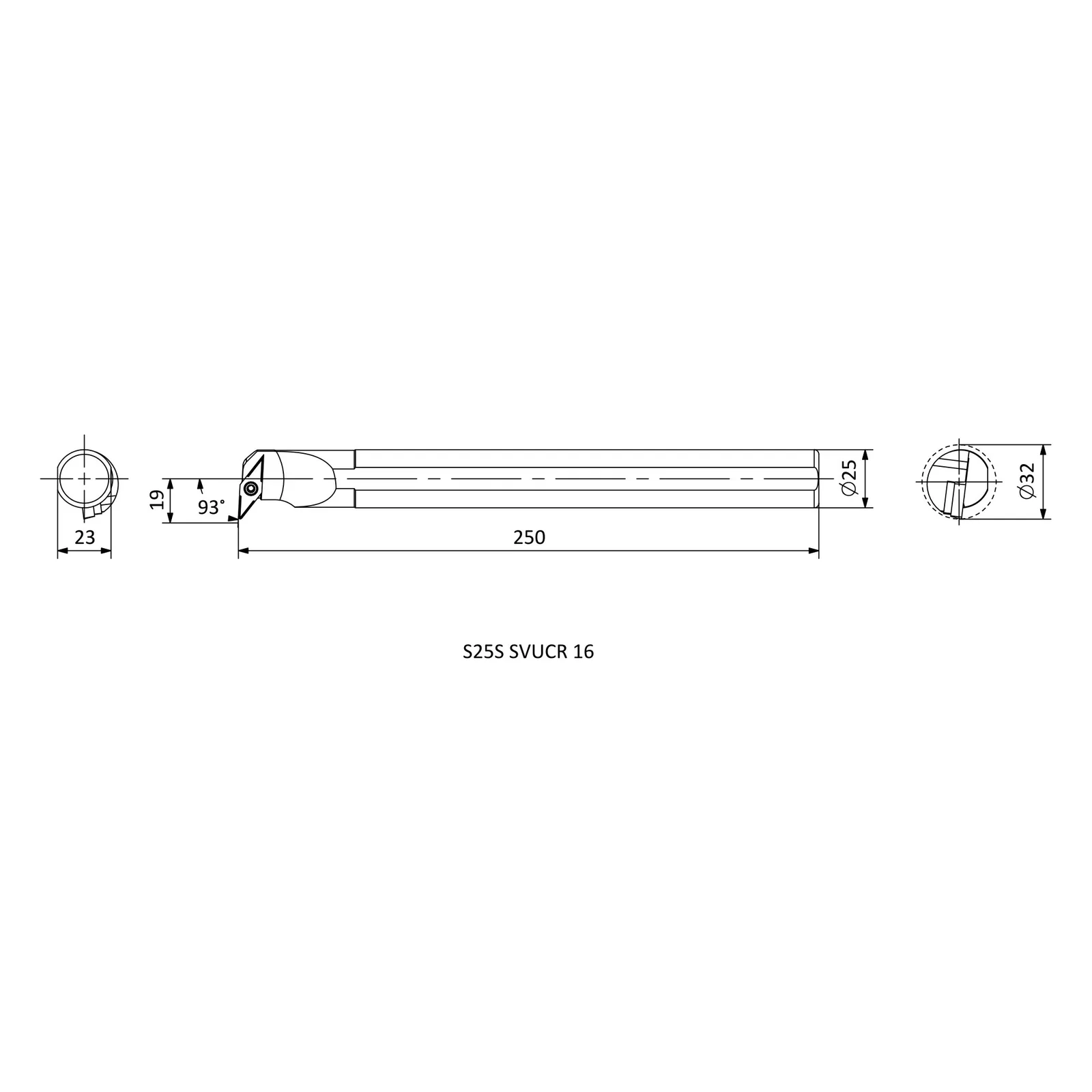 S25S SVUCR 16 &mdash; dimensioned drawing