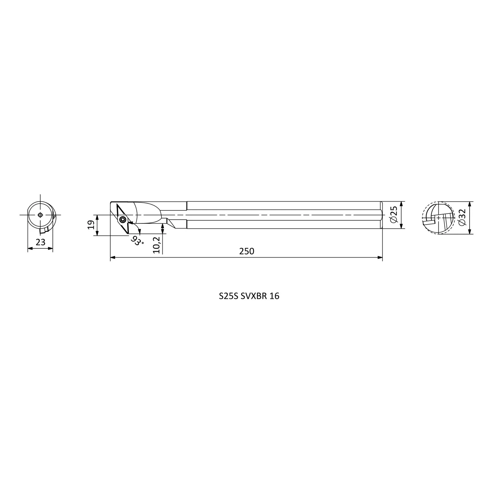 S25S SVXBL 16 &mdash; dimensioned drawing