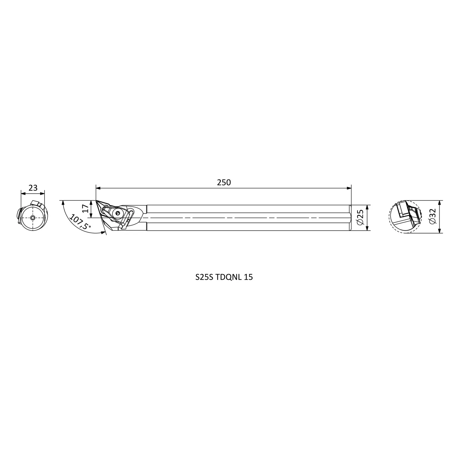 S25S TDQNL 15 &mdash; dimensioned drawing