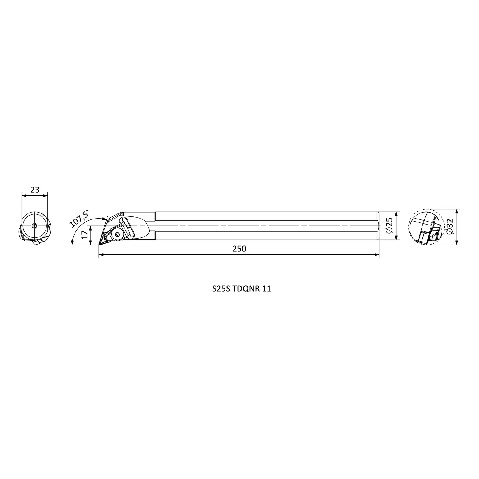 S25S TDQNR 11 &mdash; dimensioned drawing