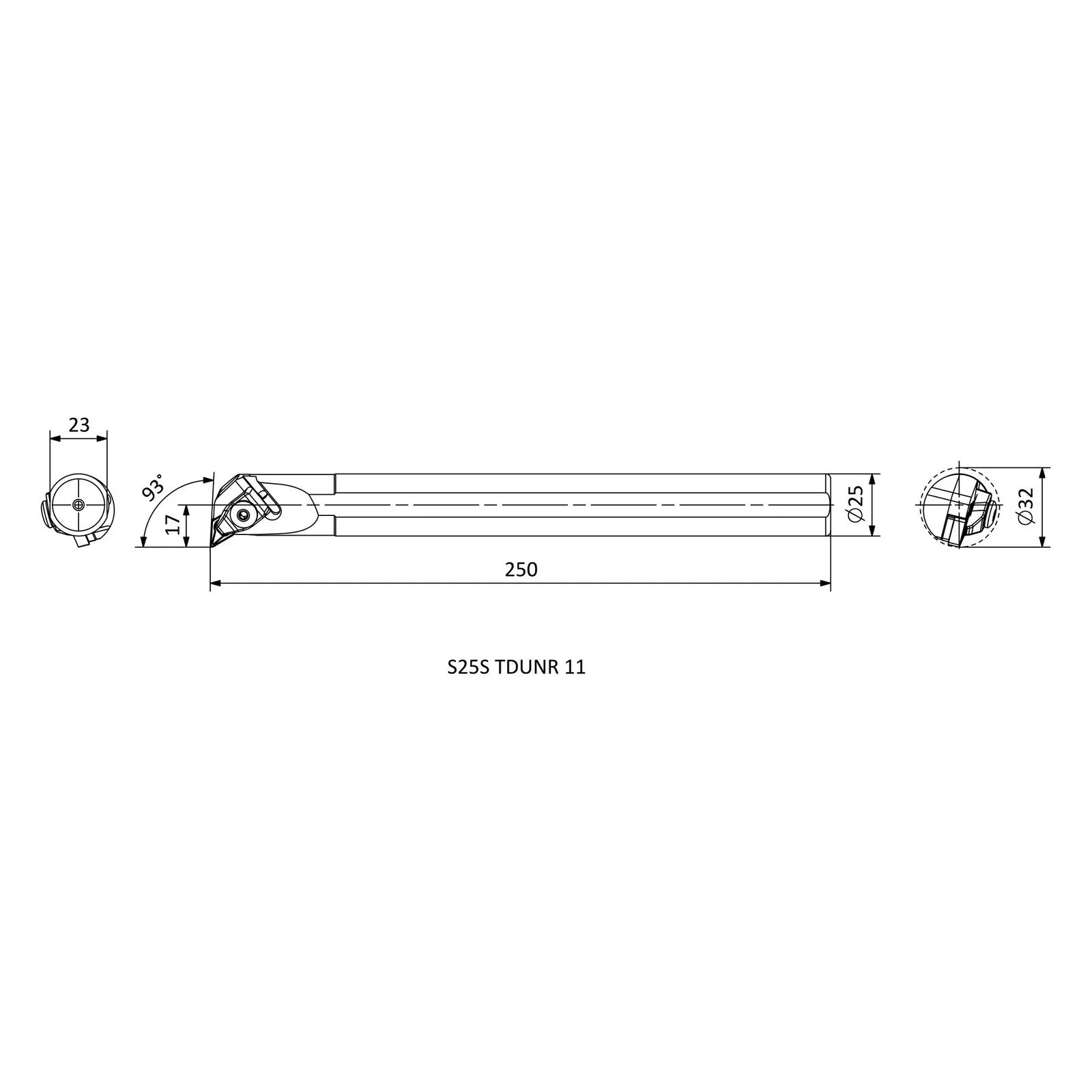 S25S TDUNR 11 &mdash; dimensioned drawing