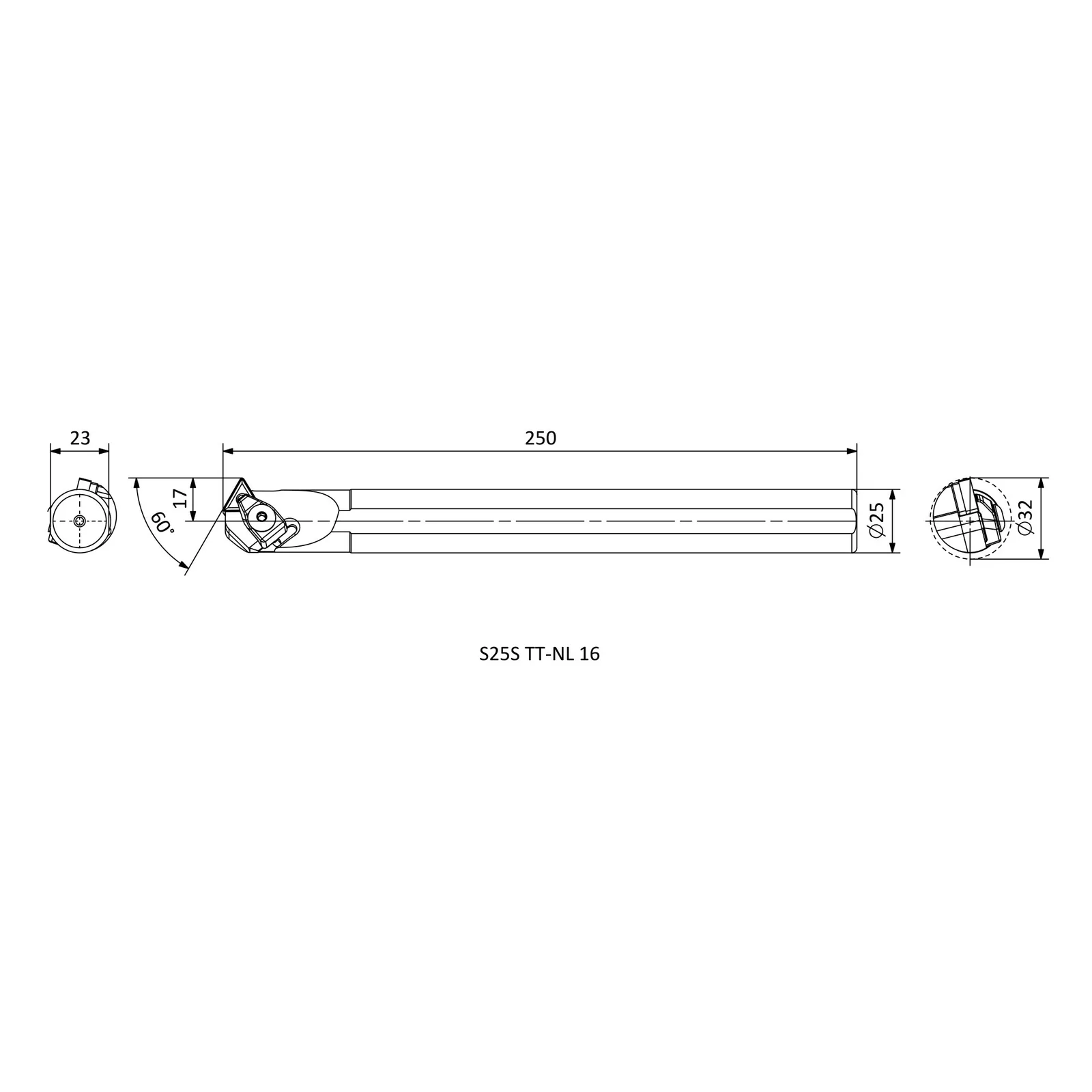 S25S TT-NL 16 &mdash; dimensioned drawing