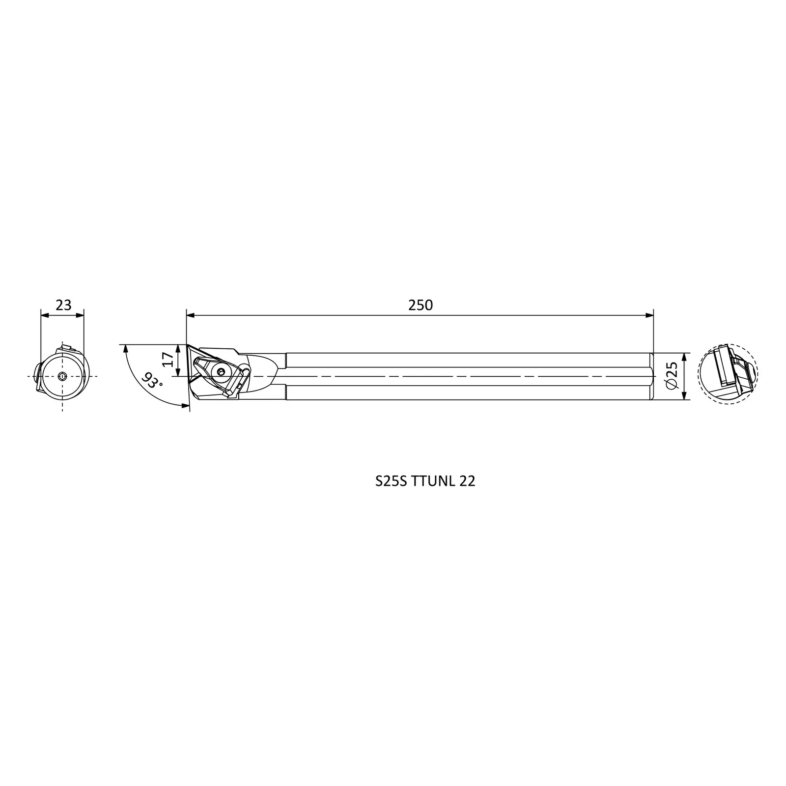 S25S TTUNL 22 &mdash; dimensioned drawing