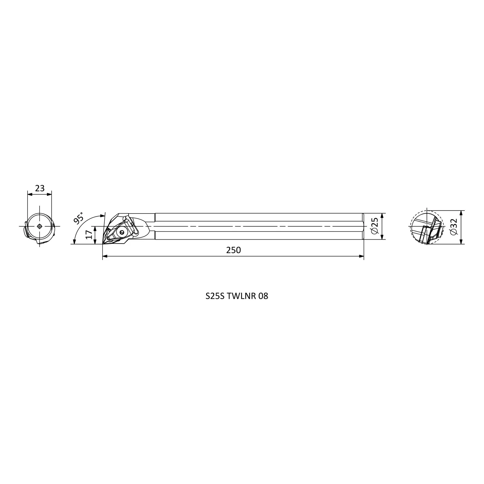 S25S TWLNR 08 &mdash; dimensioned drawing