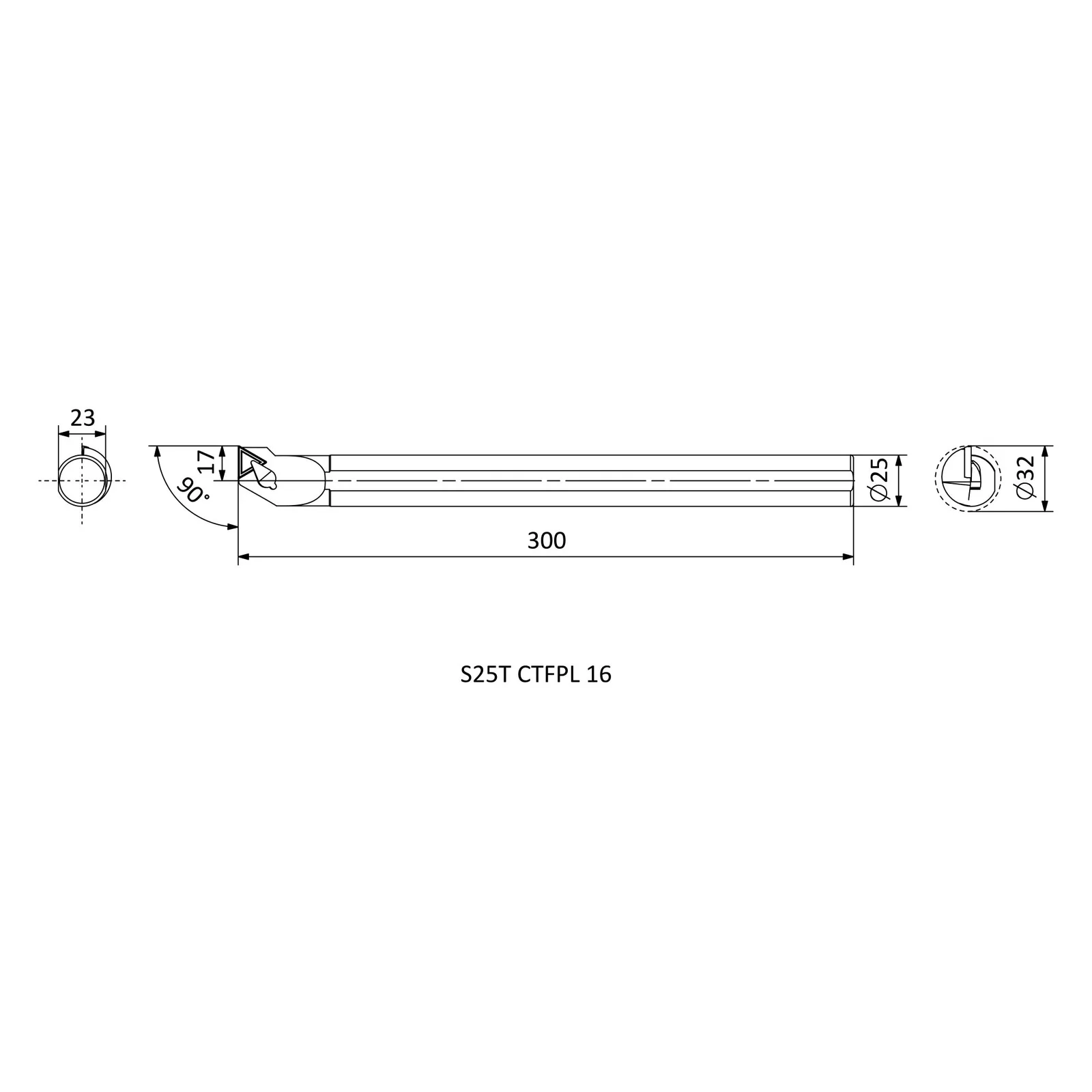 S25T CTFPL 16 &mdash; dimensioned drawing
