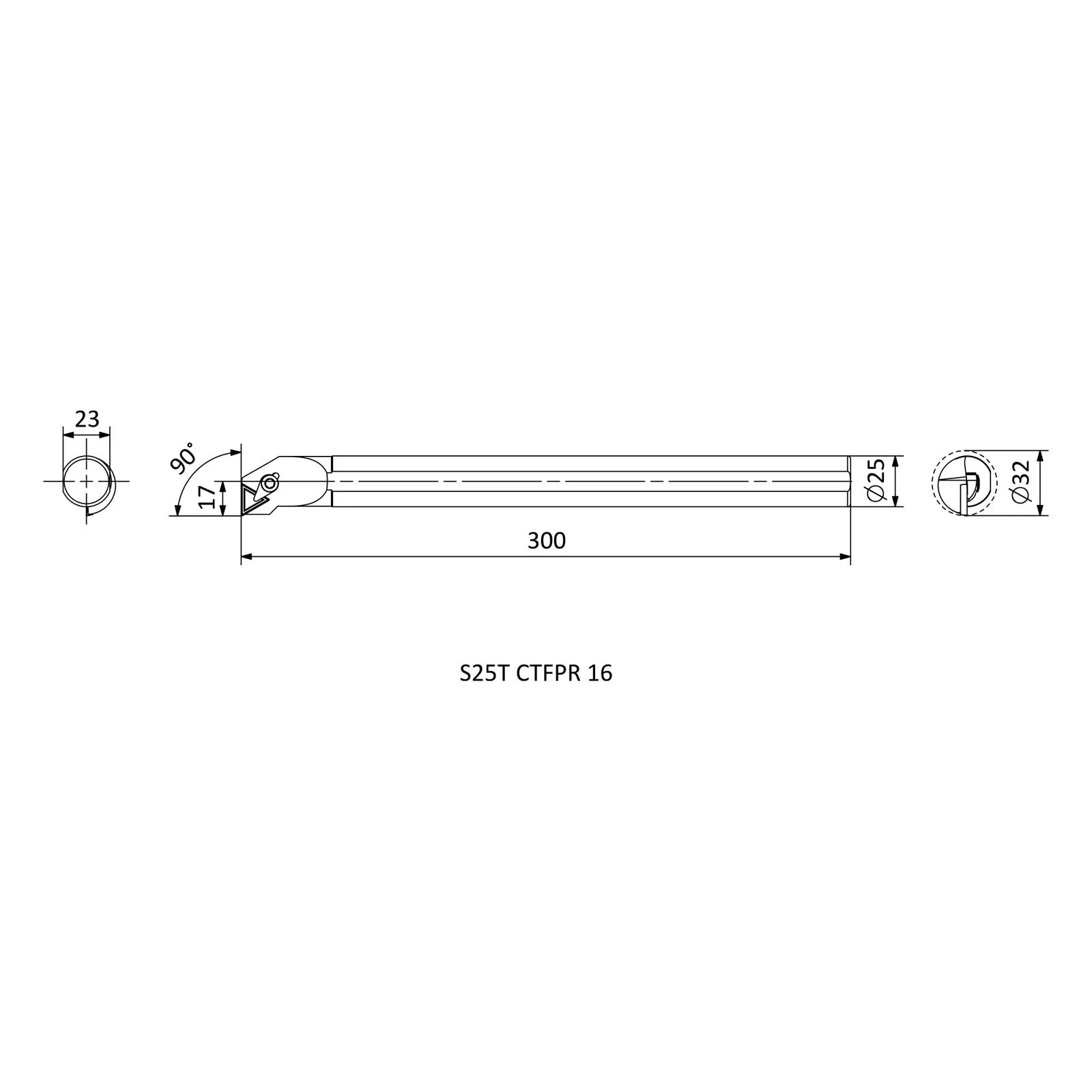 S25T CTFPR 16 &mdash; dimensioned drawing