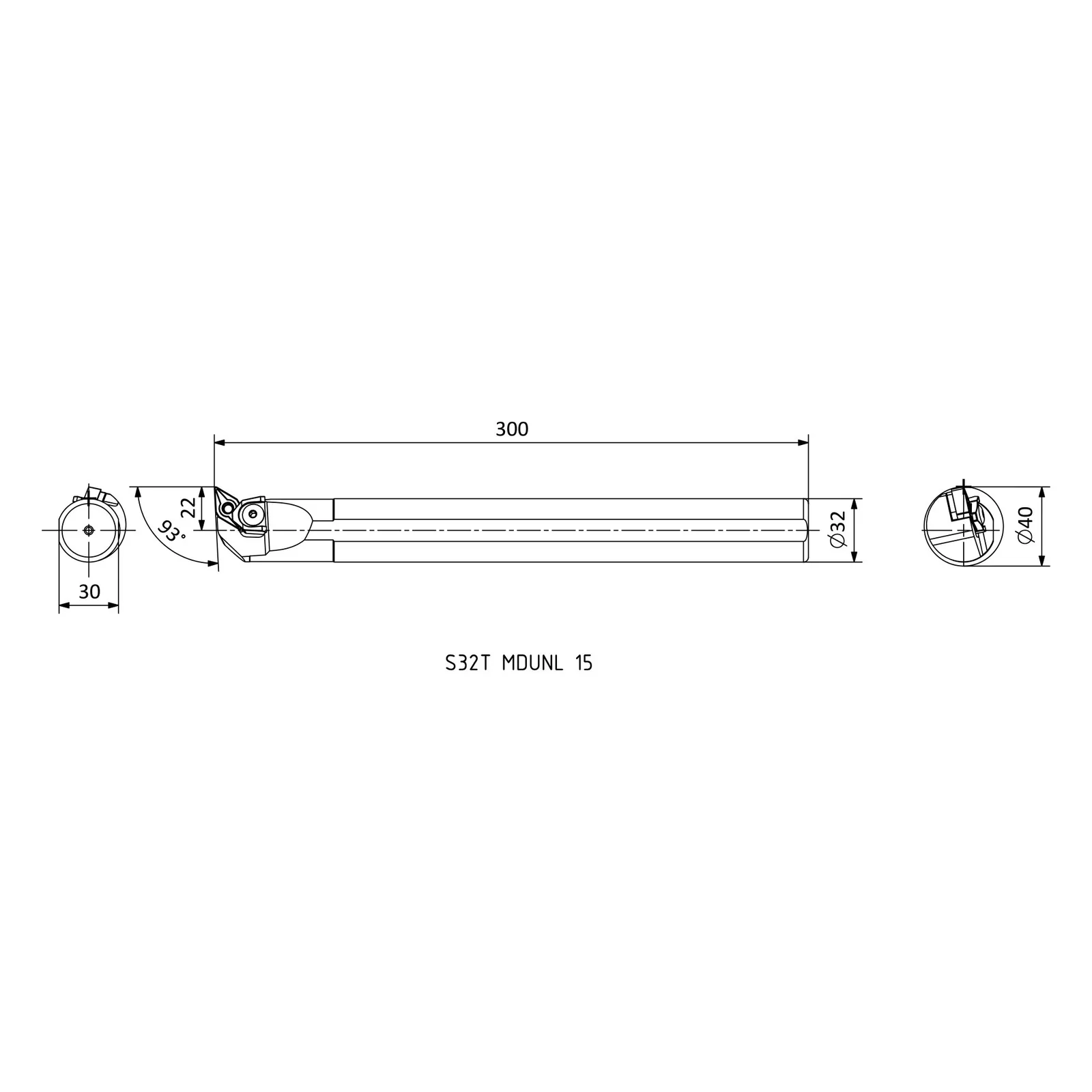 S32T MDUNL 15 &mdash; dimensioned drawing