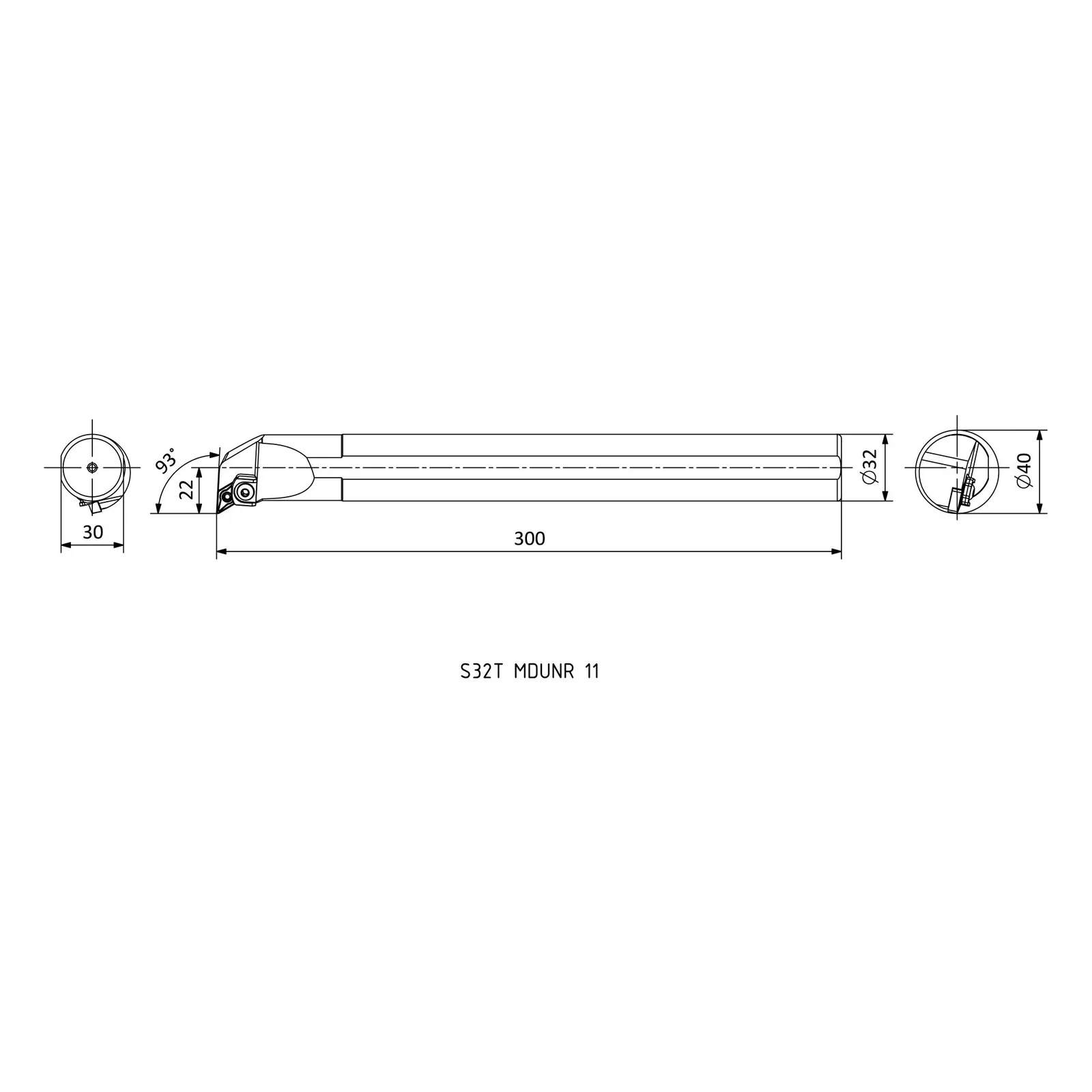 S32T MDUNR 11 &mdash; dimensioned drawing