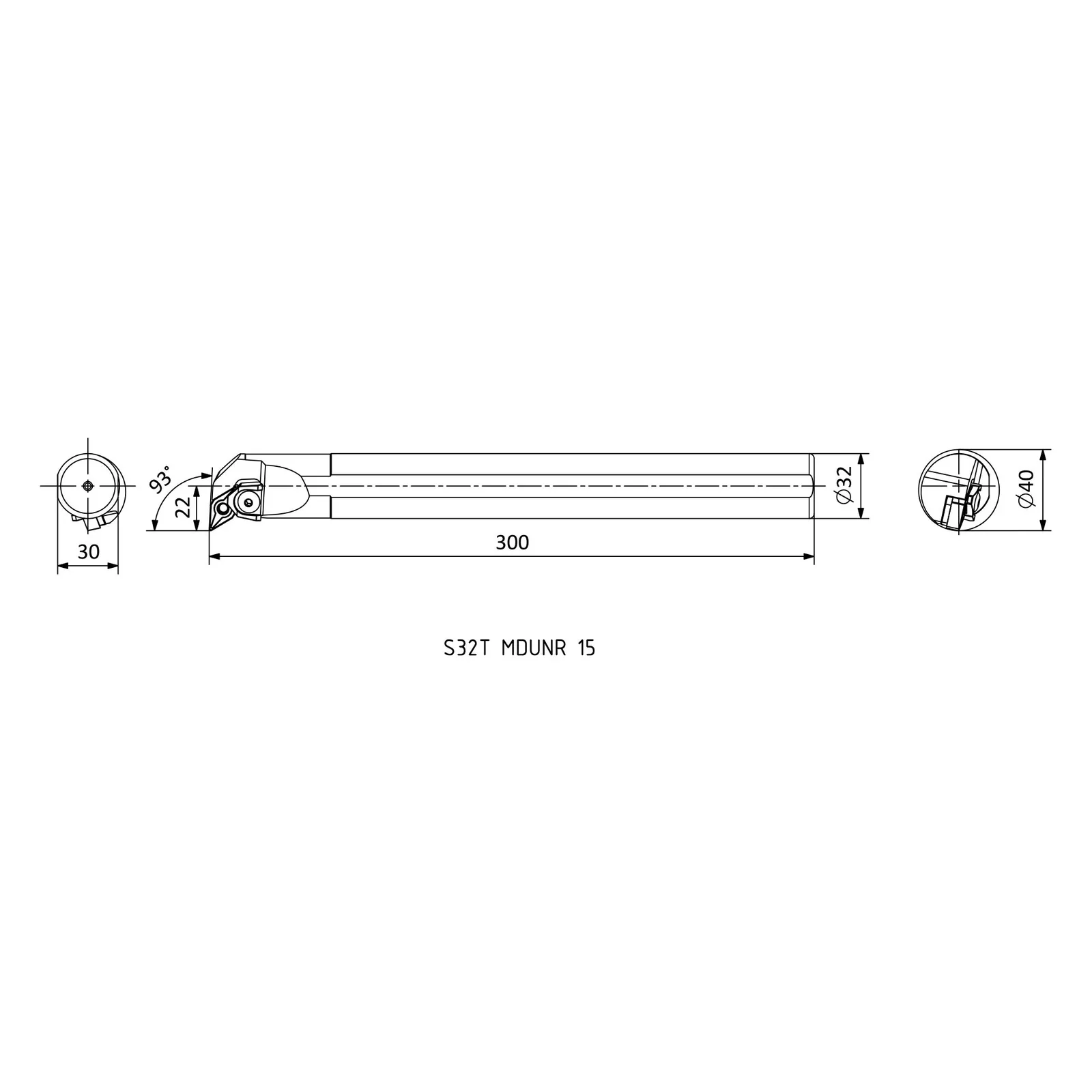 S32T MDUNR 15 &mdash; dimensioned drawing