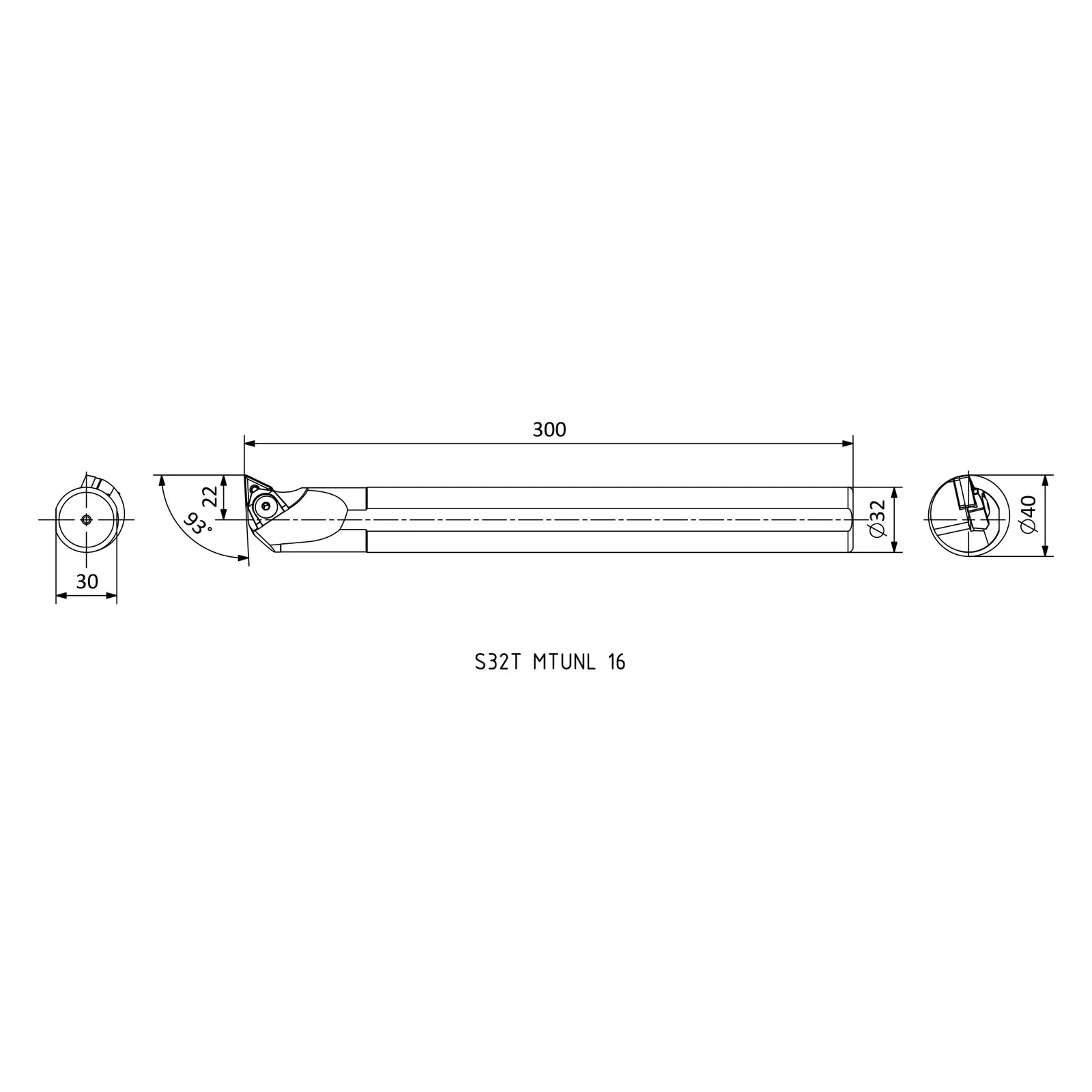 S32T MTUNL 16 &mdash; dimensioned drawing