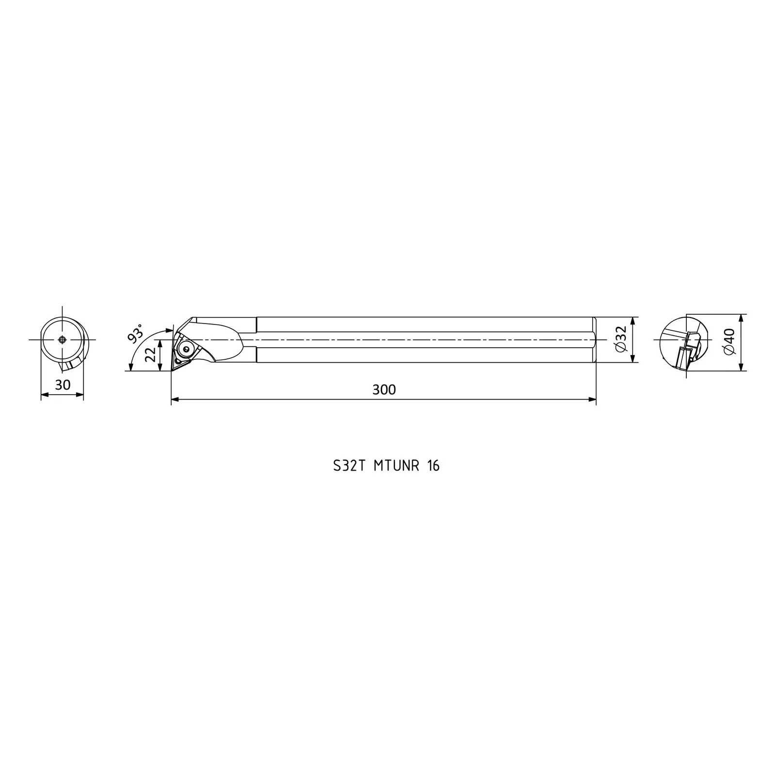 S32T MTUNR 16 &mdash; dimensioned drawing