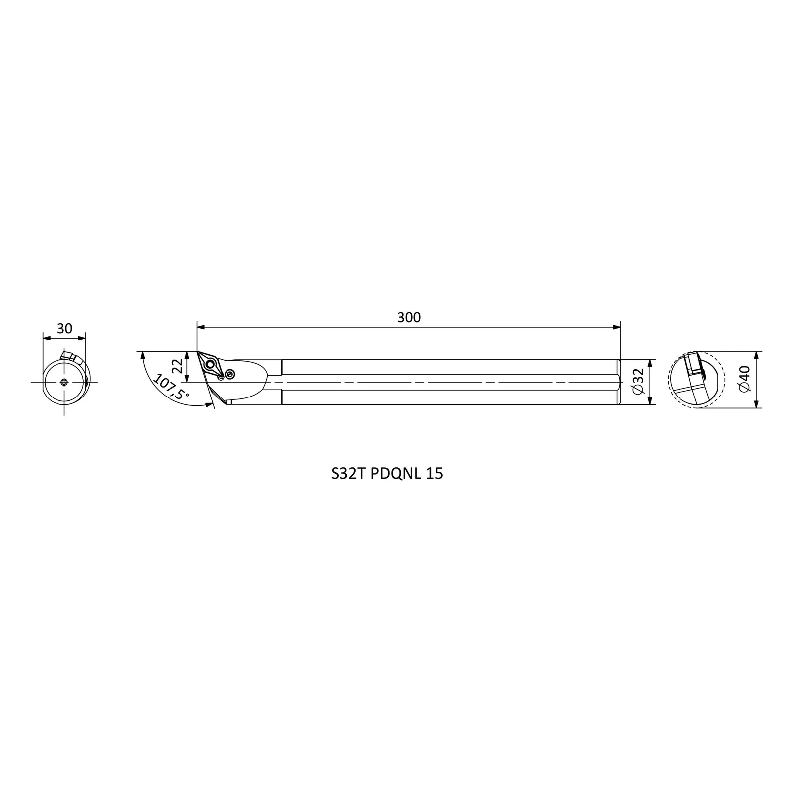 S32T PDQNL 15 &mdash; dimensioned drawing