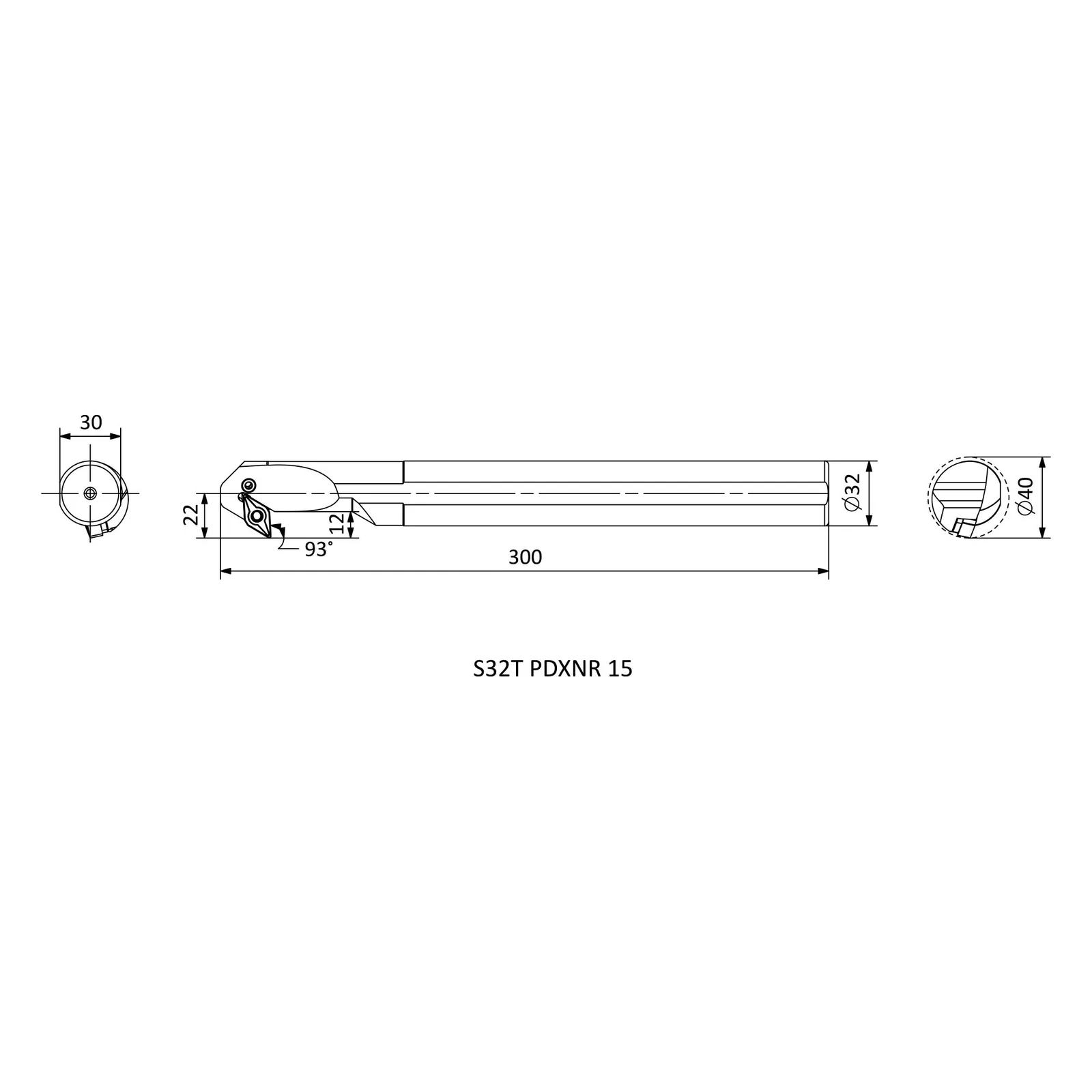 S32T PDXNR 15 &mdash; dimensioned drawing