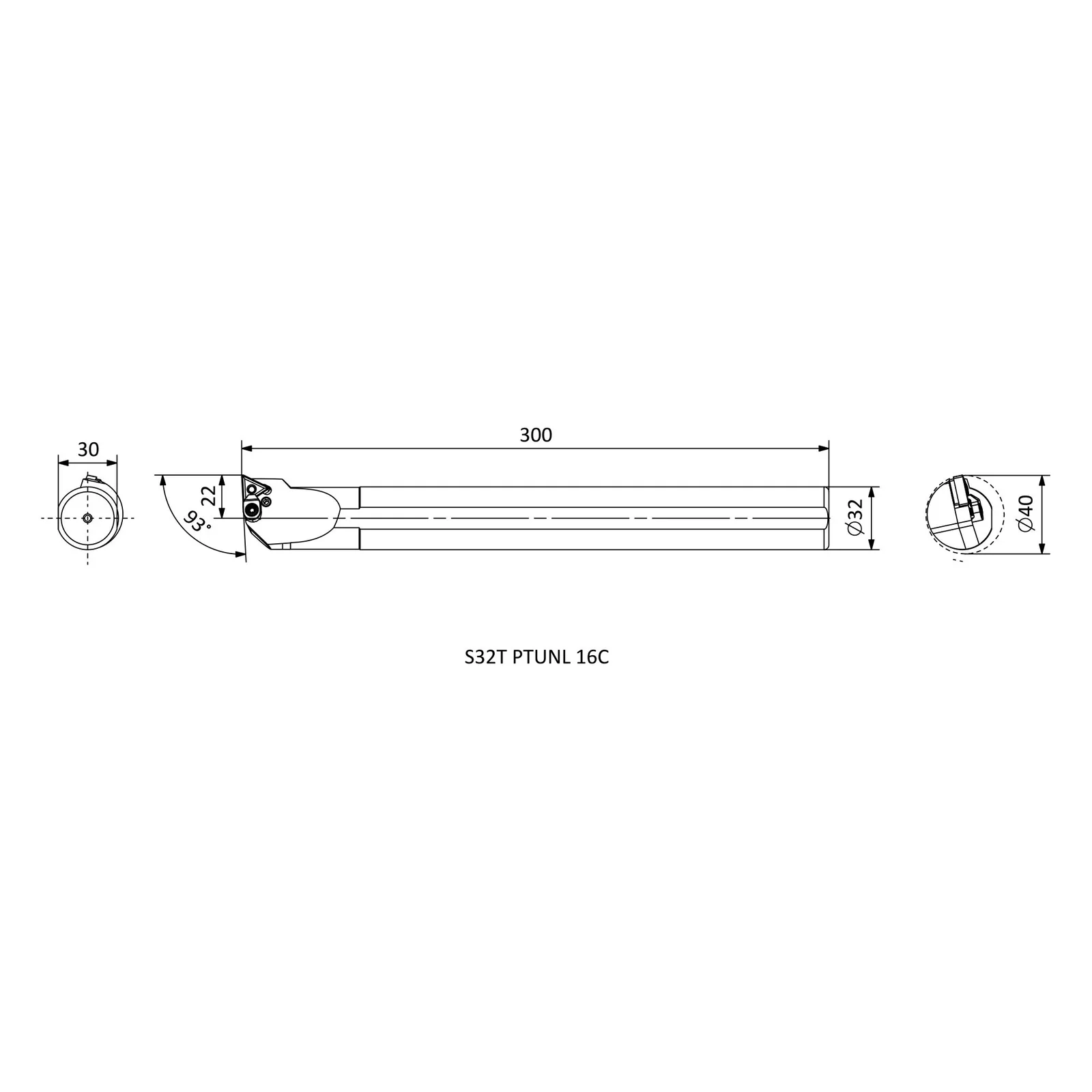 S32T PTUNL 16C &mdash; dimensioned drawing