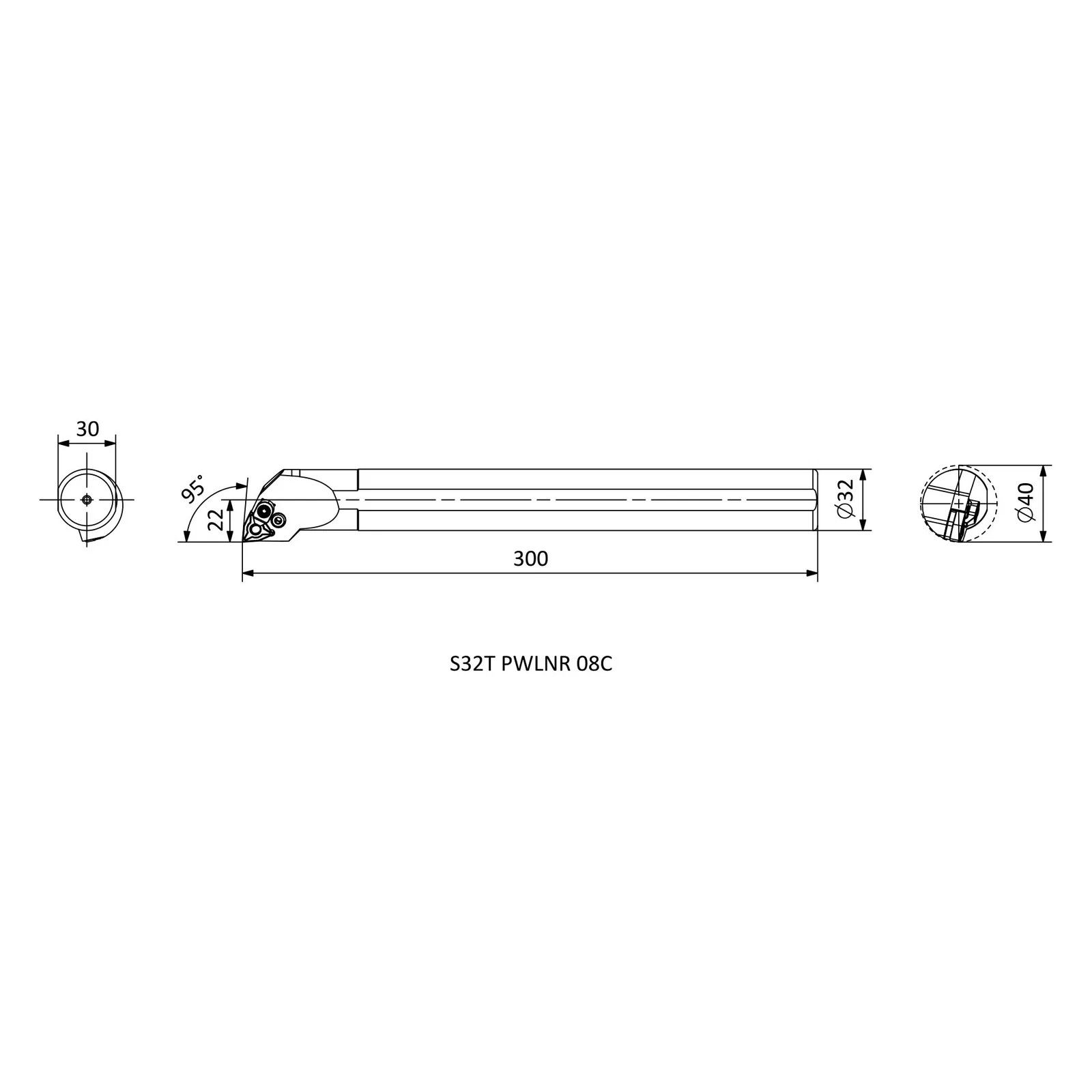 S32T PWLNR 08C &mdash; dimensioned drawing