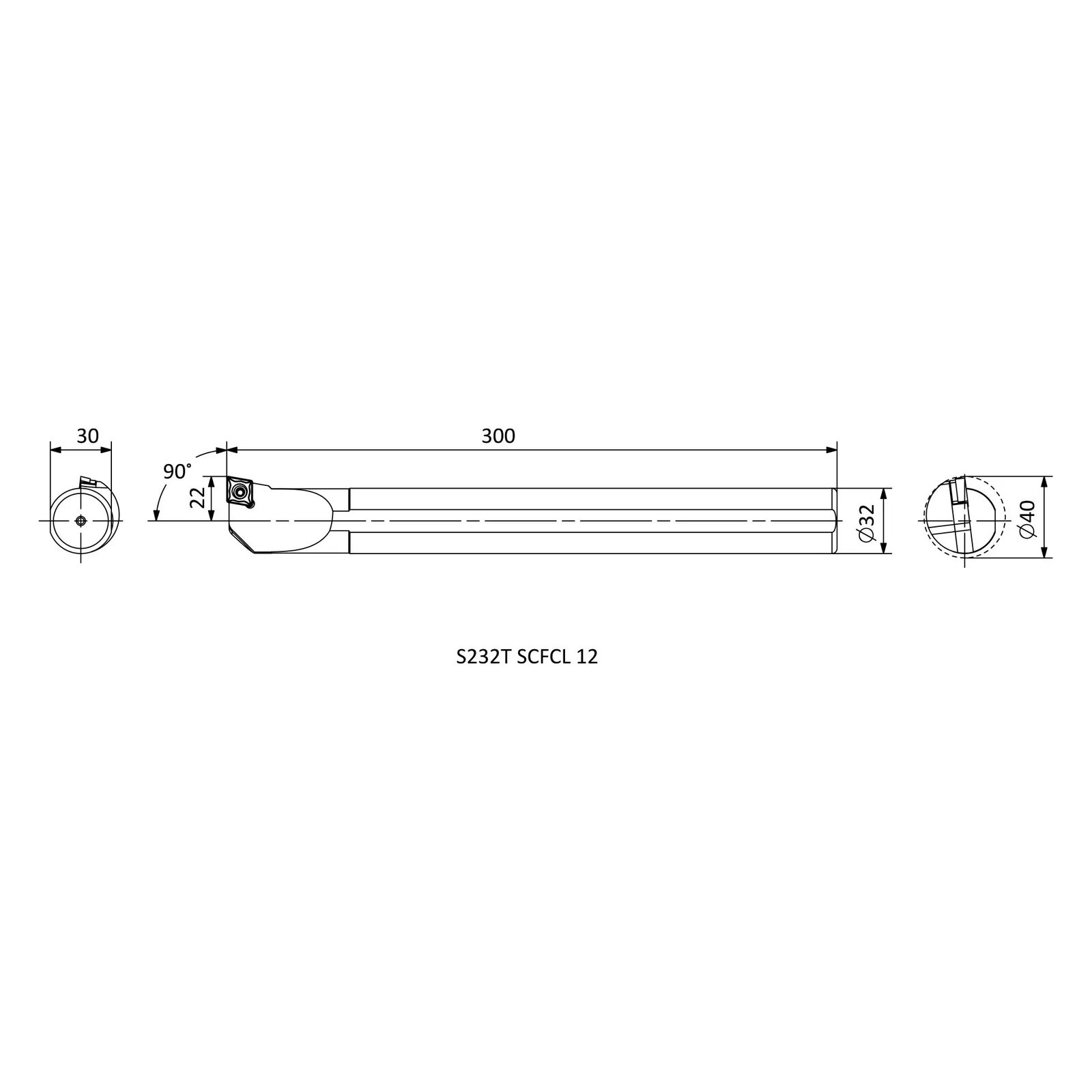 S32T SCFCL 12 &mdash; dimensioned drawing