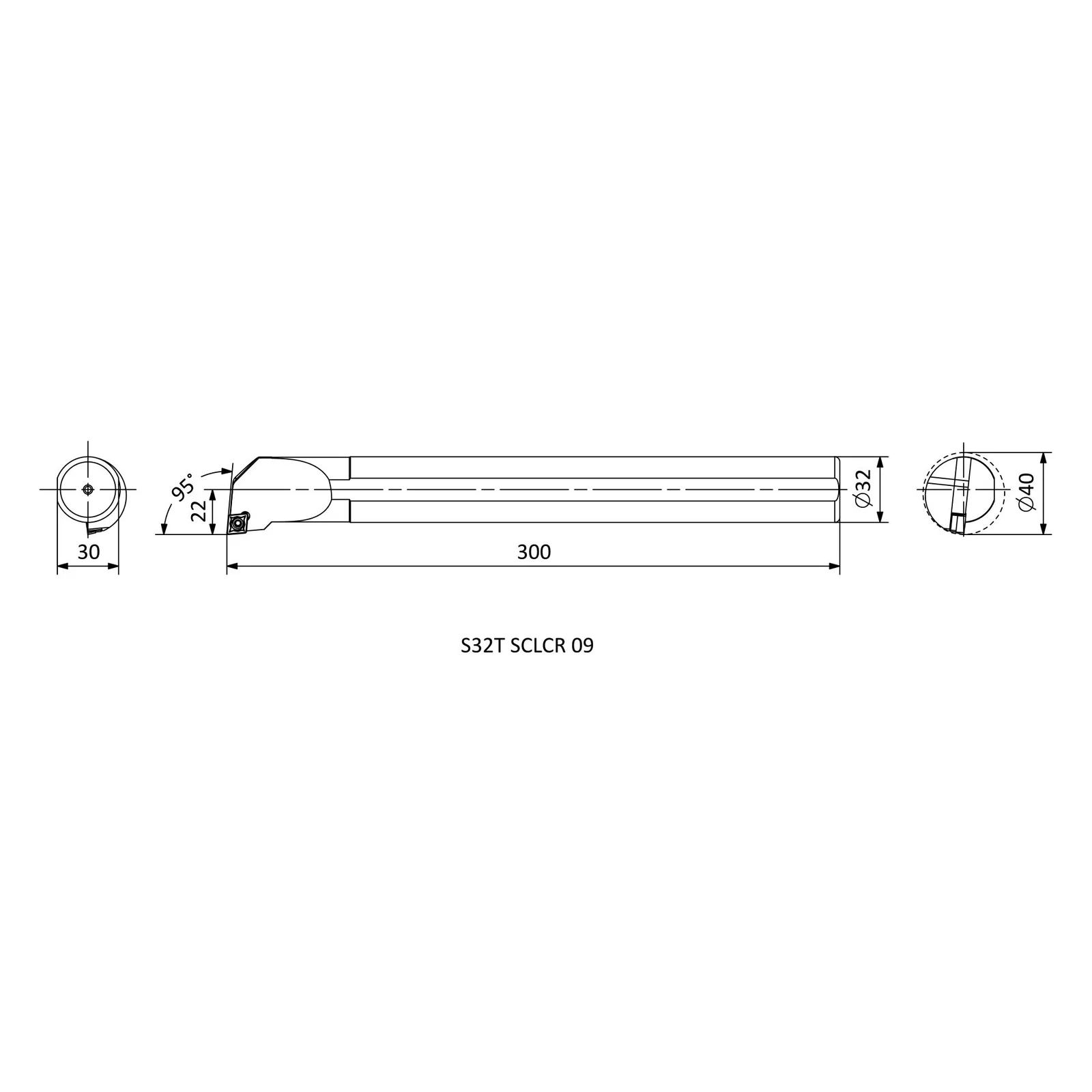 S32T SCLCR 09 &mdash; dimensioned drawing