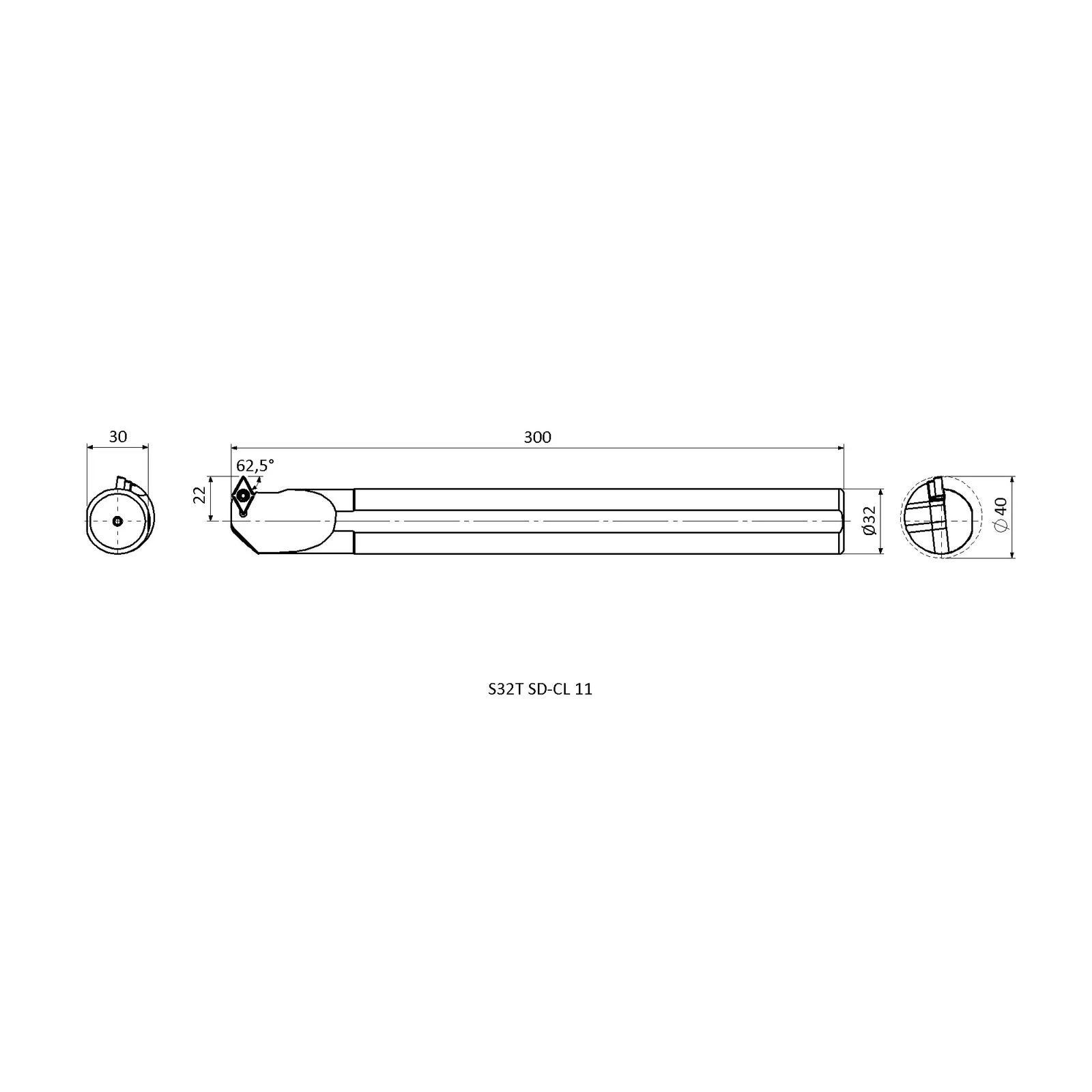 S32T SD-CL 11 &mdash; dimensioned drawing