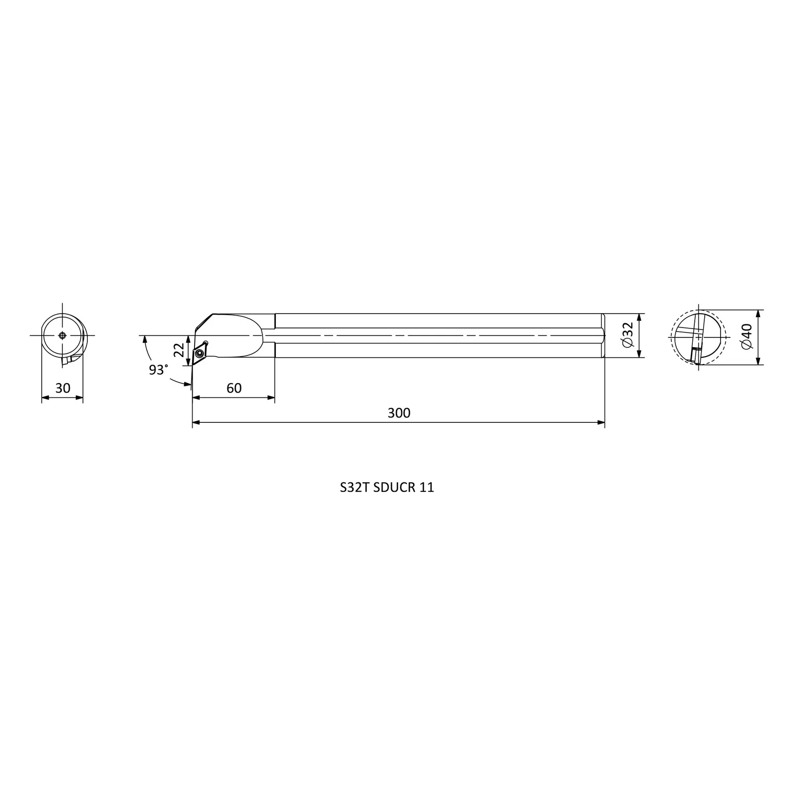 S32T SDUCR 11 &mdash; dimensioned drawing
