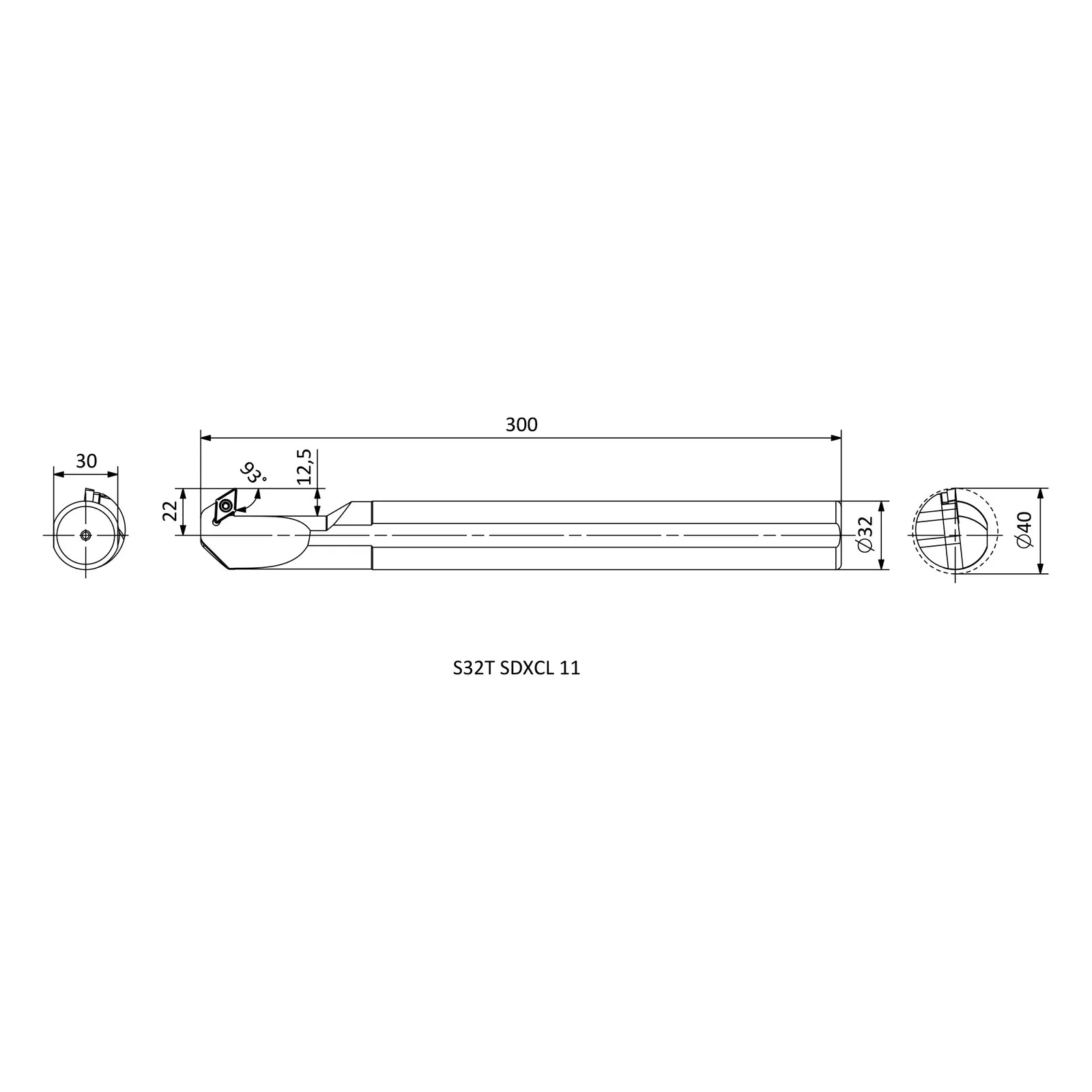 S32T SDXCL 11 &mdash; dimensioned drawing
