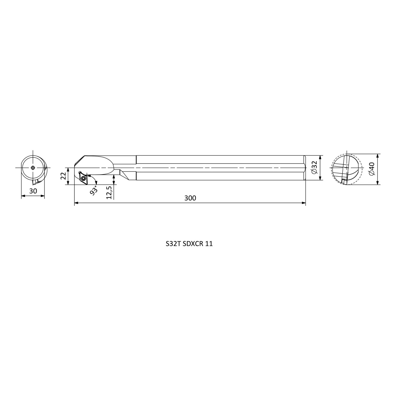 S32T SDXCR 11 &mdash; dimensioned drawing