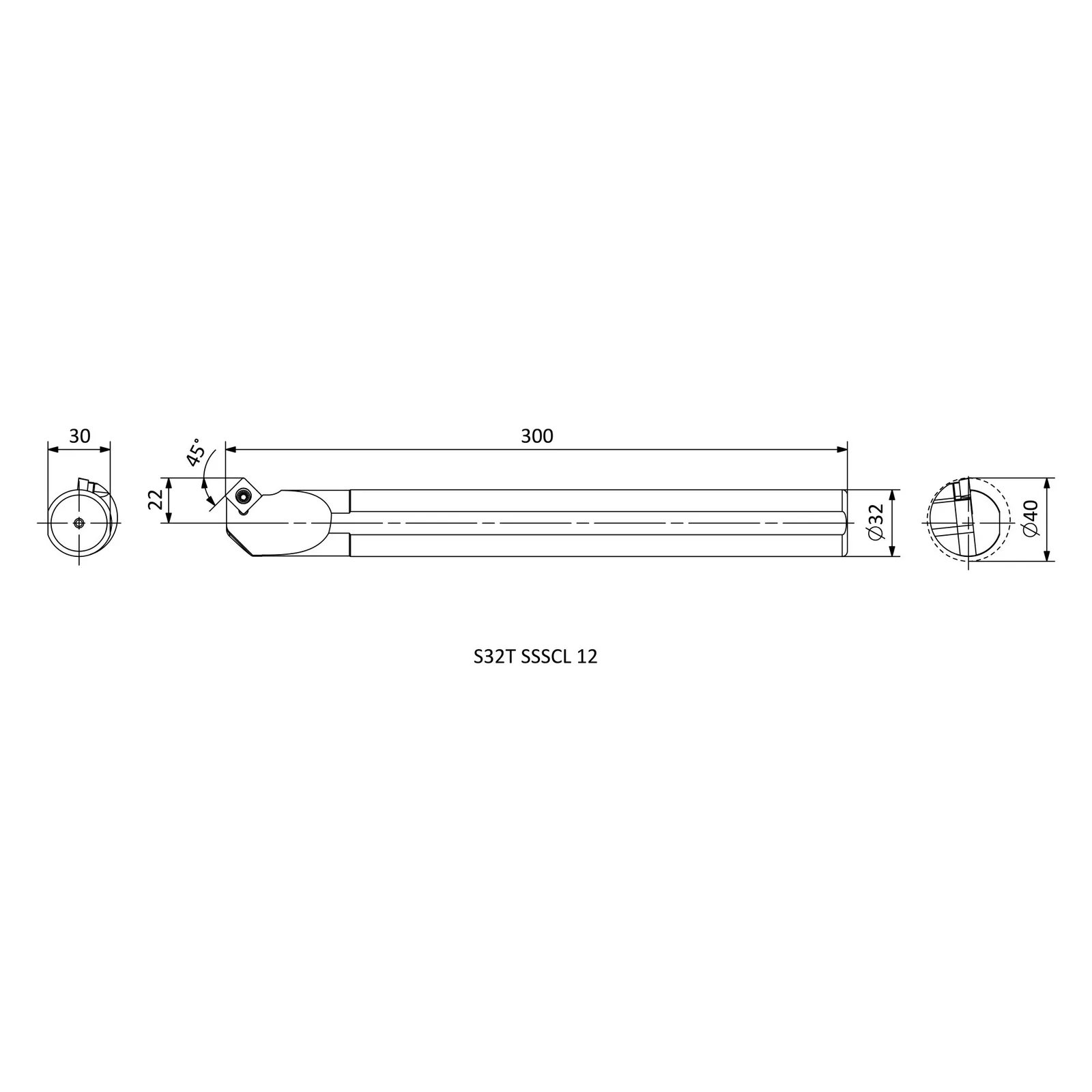S32T SSSCL 12 &mdash; dimensioned drawing