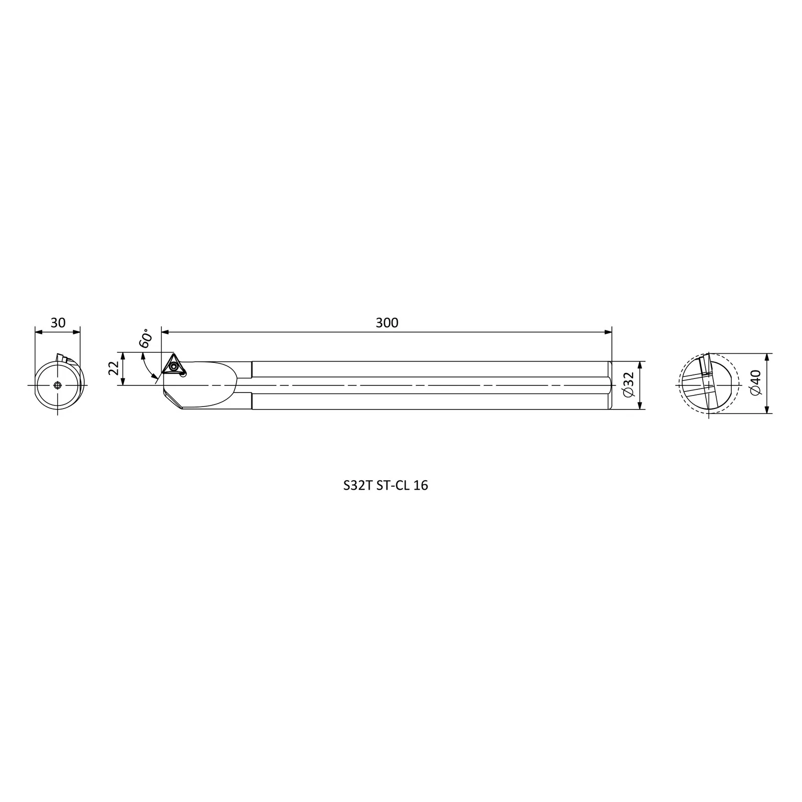 S32T ST-CL 16 &mdash; dimensioned drawing