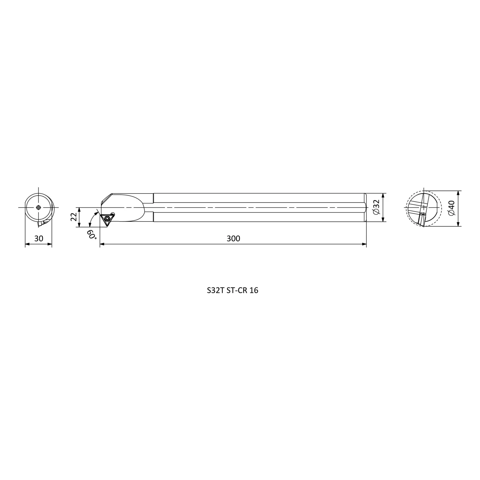 S32T ST-CR 16 &mdash; dimensioned drawing