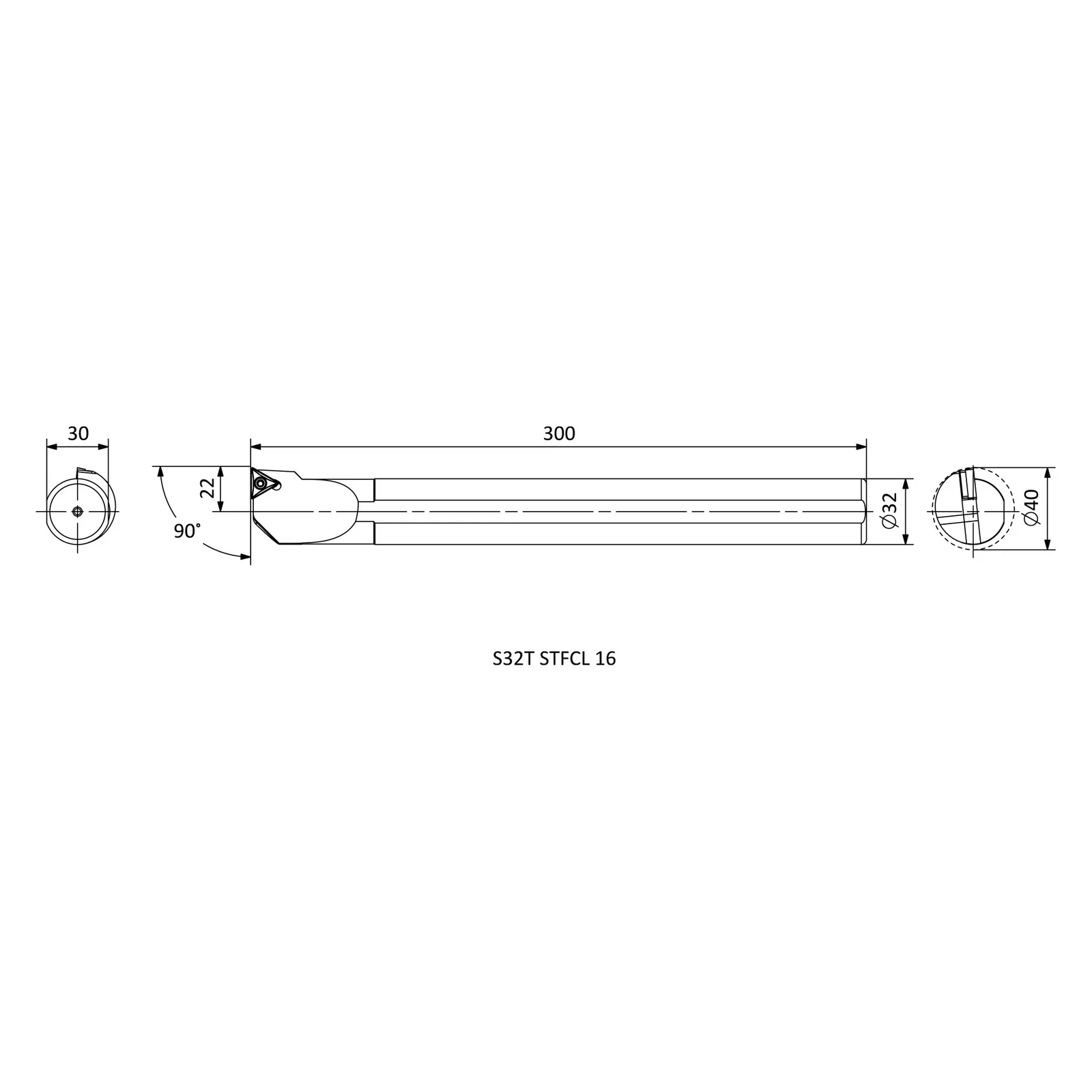S32T STFCL 16 &mdash; dimensioned drawing