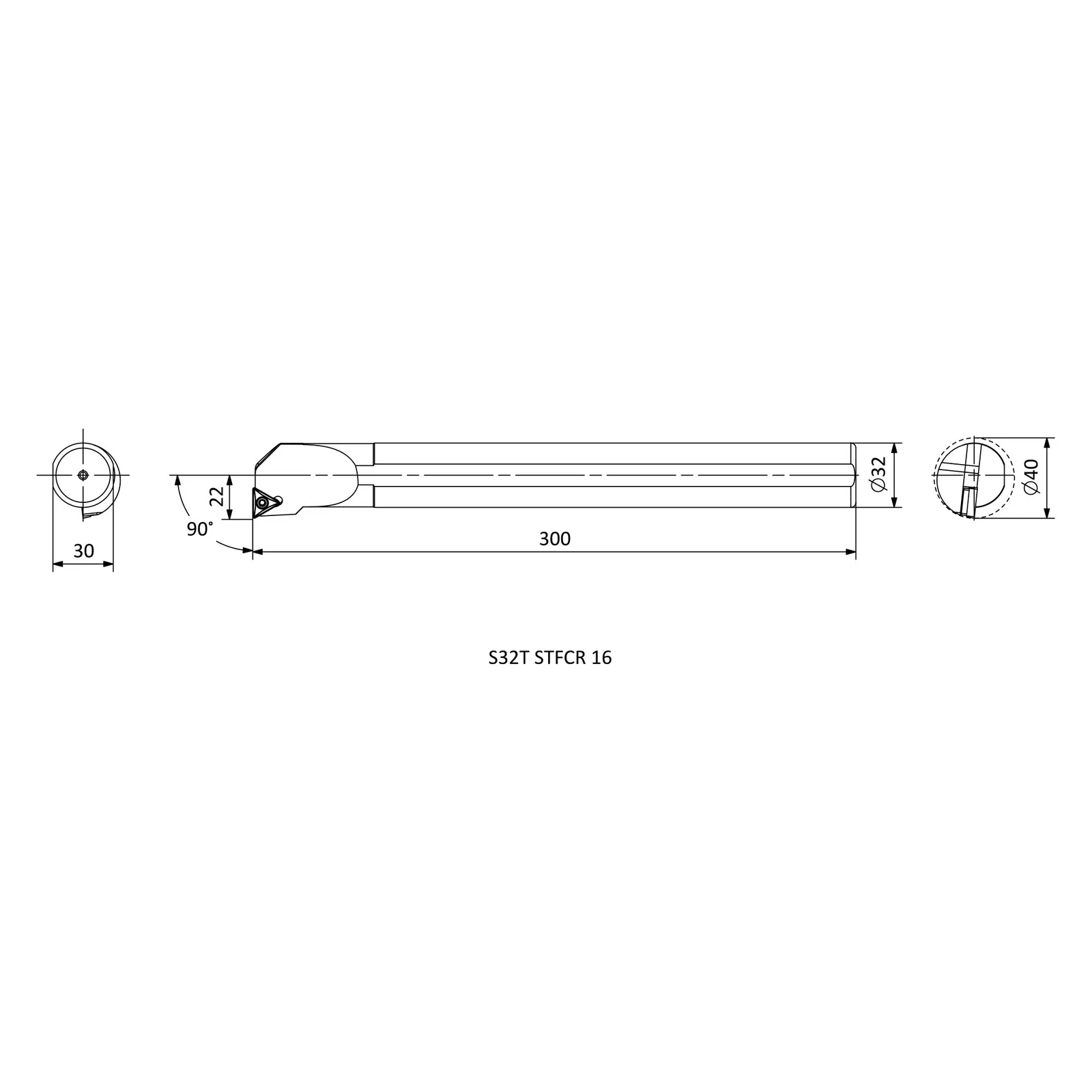 S32T STFCR 16 &mdash; dimensioned drawing