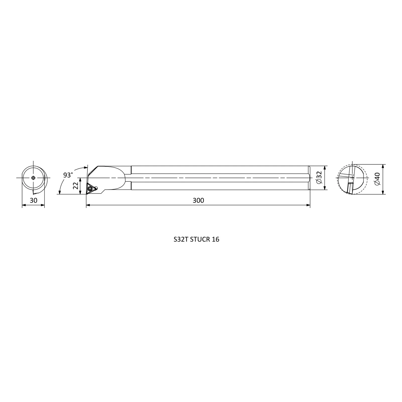 S32T STUCR 16 &mdash; dimensioned drawing