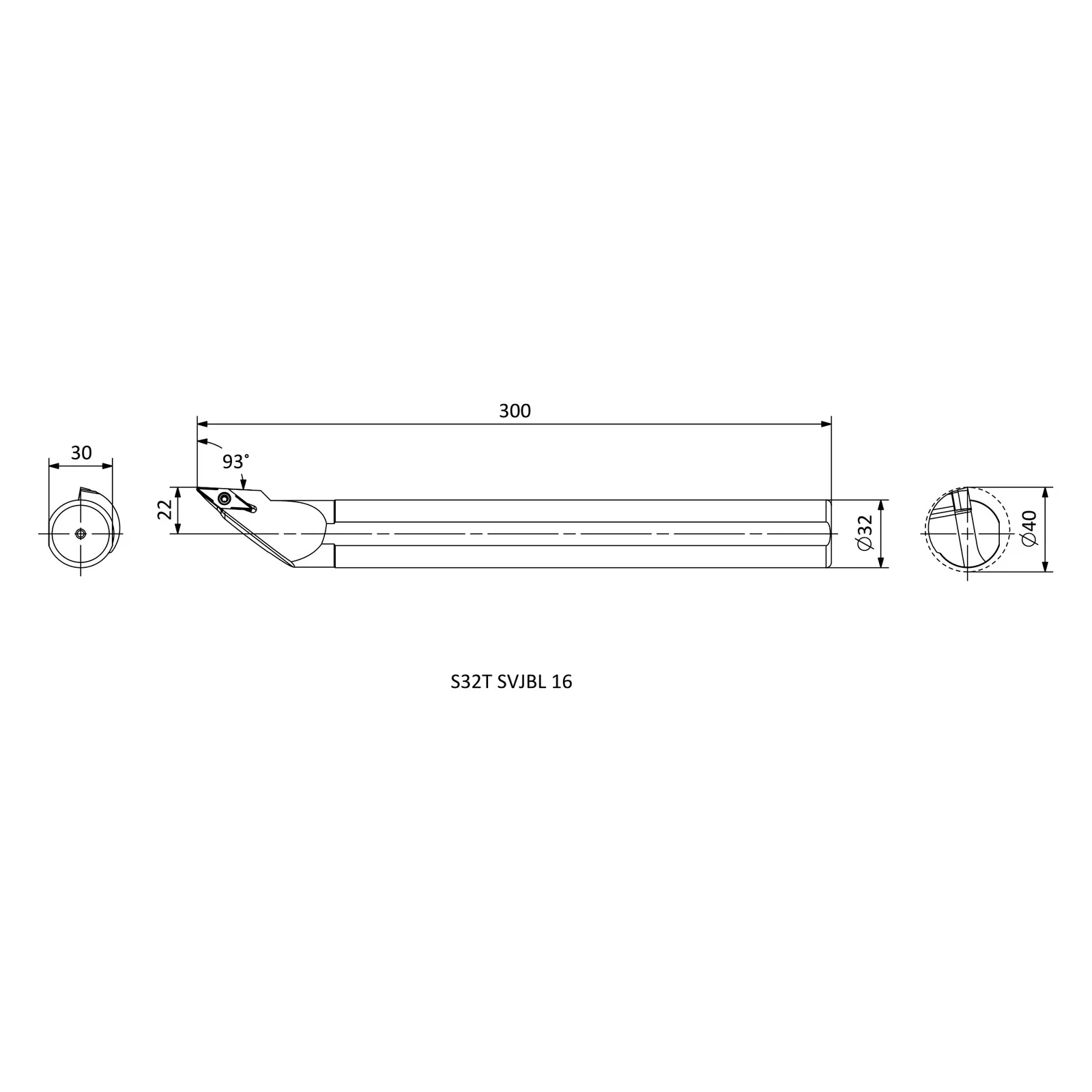 S32T SVJBL 16 &mdash; dimensioned drawing