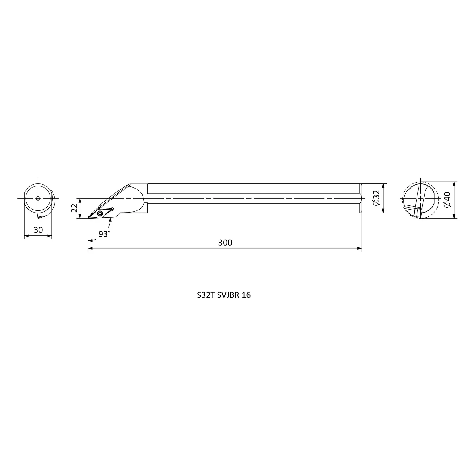 S32T SVJBR 16 &mdash; dimensioned drawing
