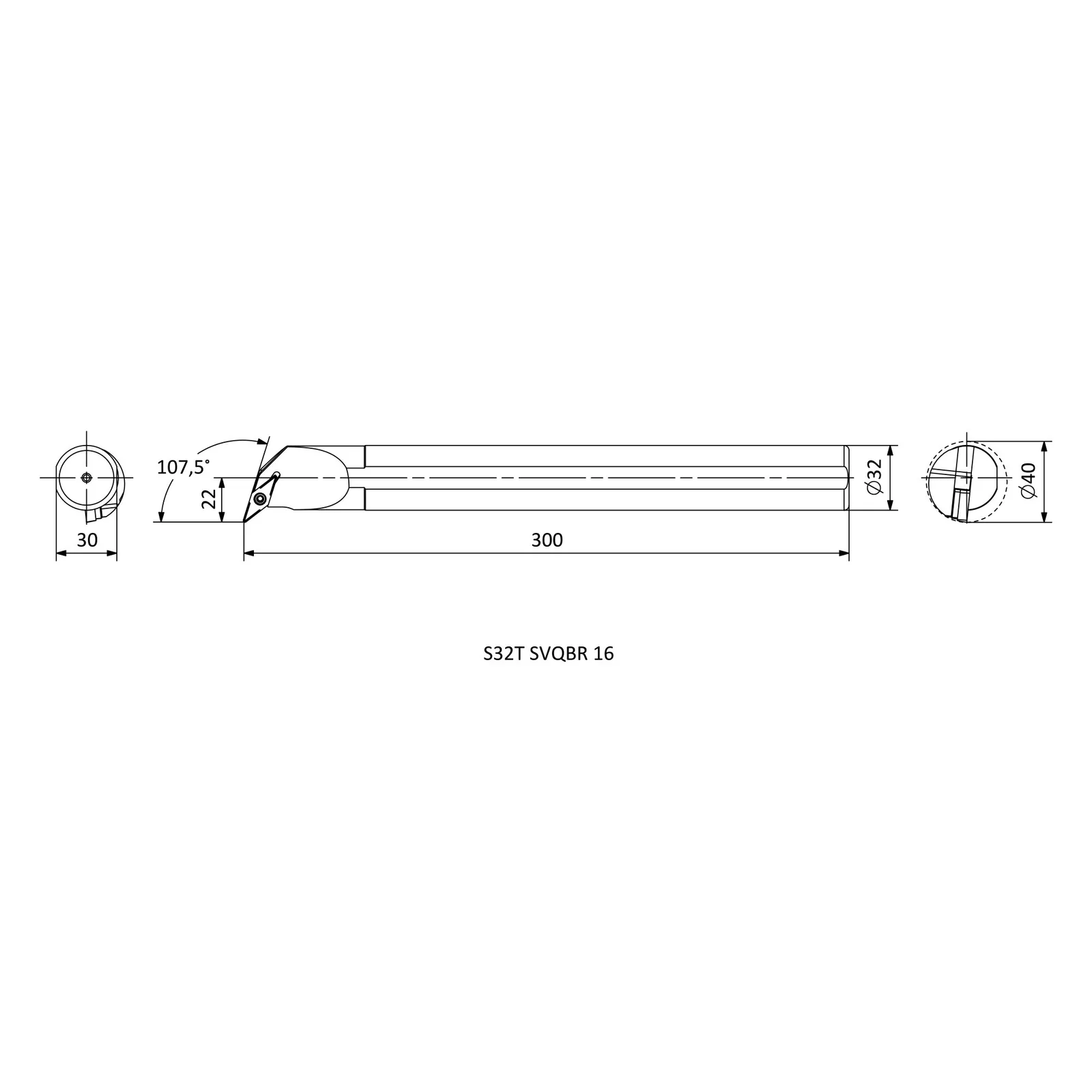 S32T SVQBR 16 &mdash; dimensioned drawing