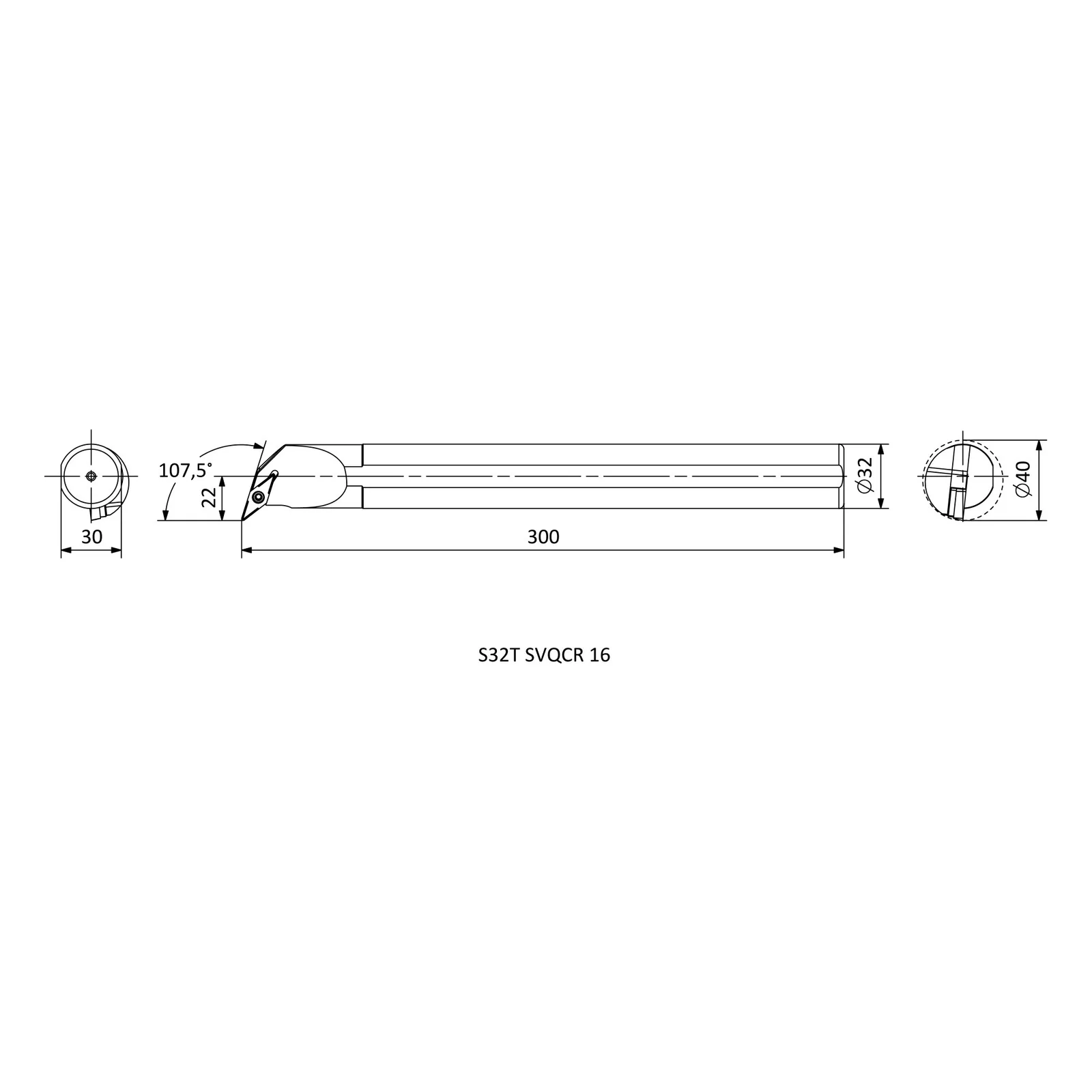 S32T SVQCR 16 &mdash; dimensioned drawing