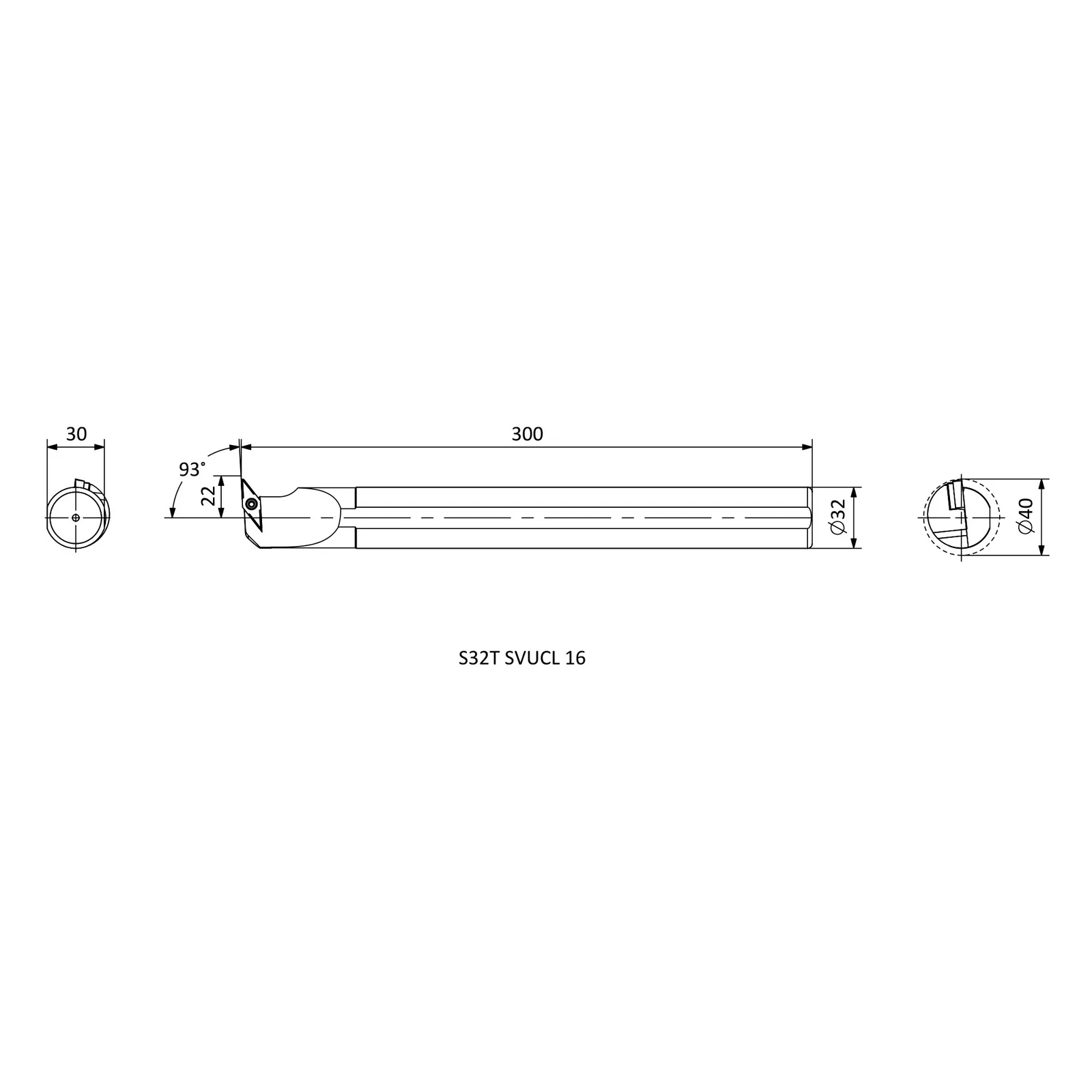 S32T SVUCL 16 &mdash; dimensioned drawing
