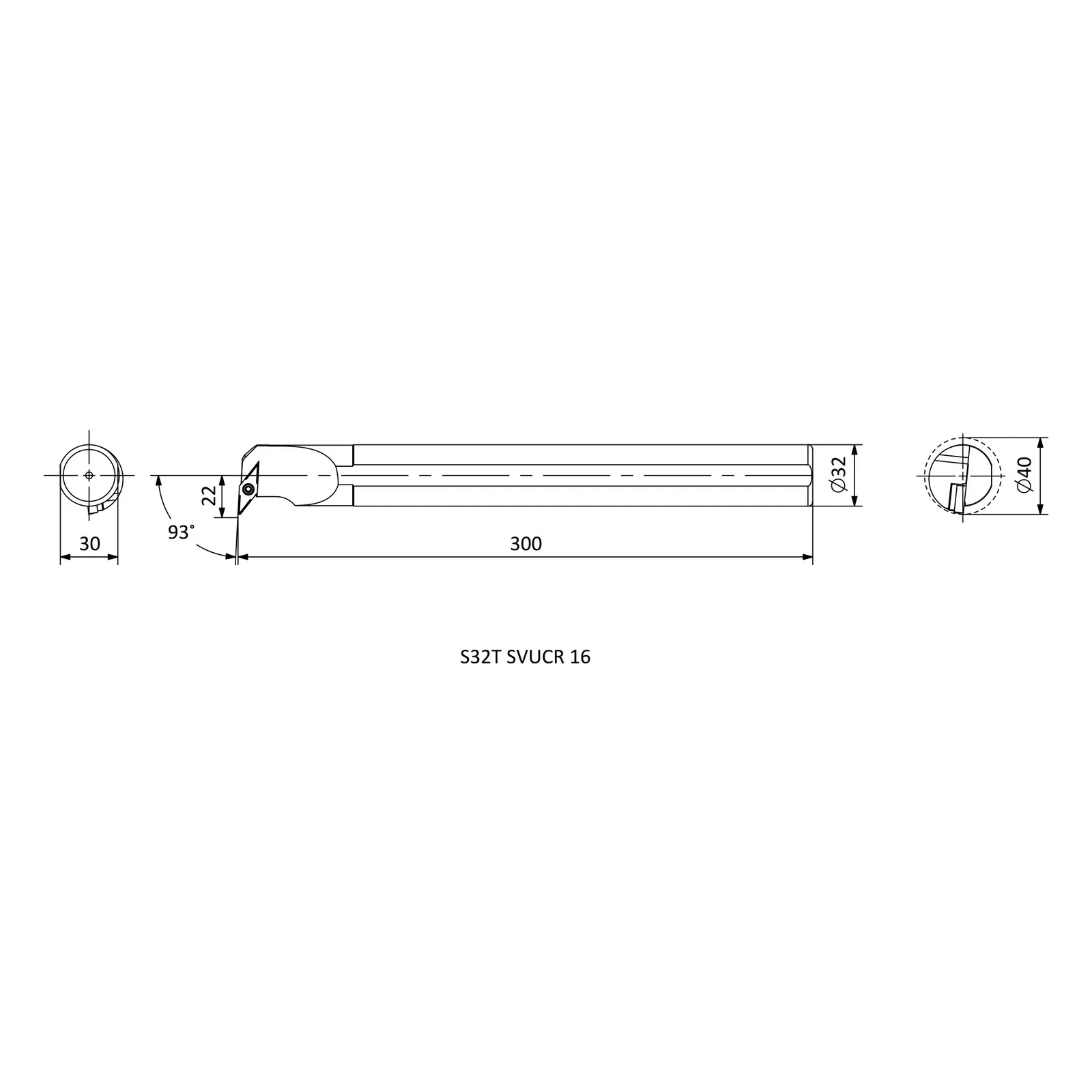 S32T SVUCR 16 &mdash; dimensioned drawing