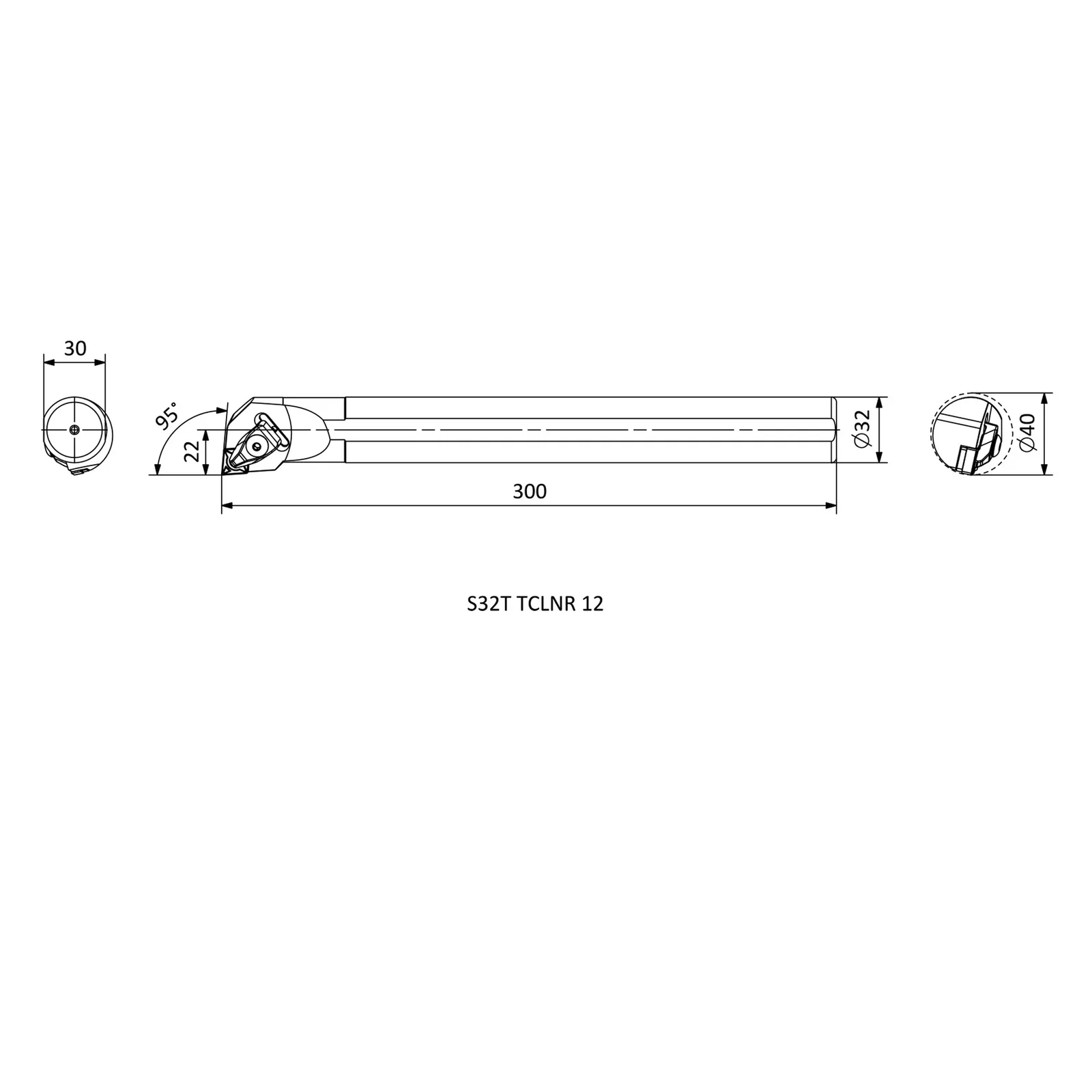 S32T TCLNR 12 &mdash; dimensioned drawing