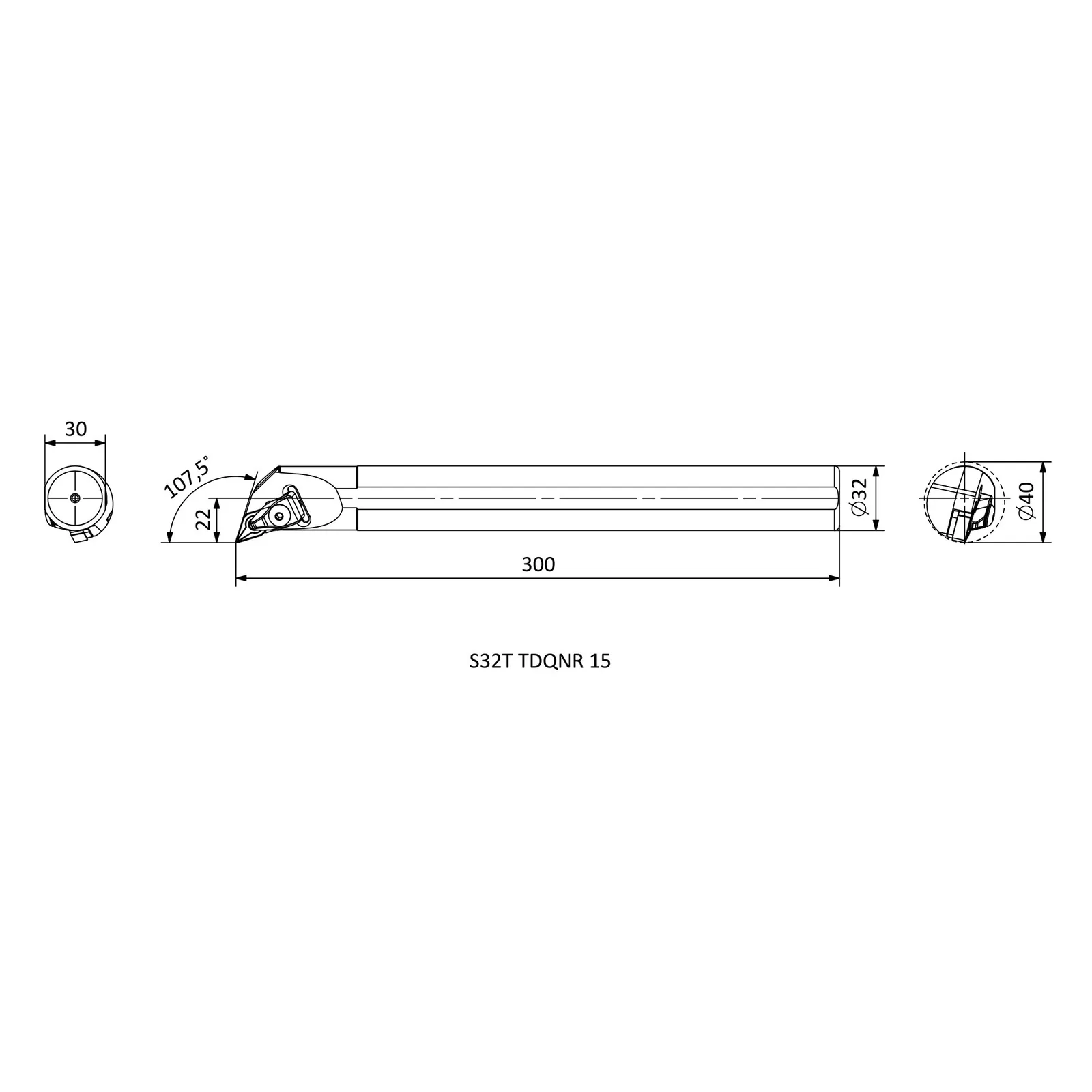 S32T TDQNR 15 &mdash; dimensioned drawing