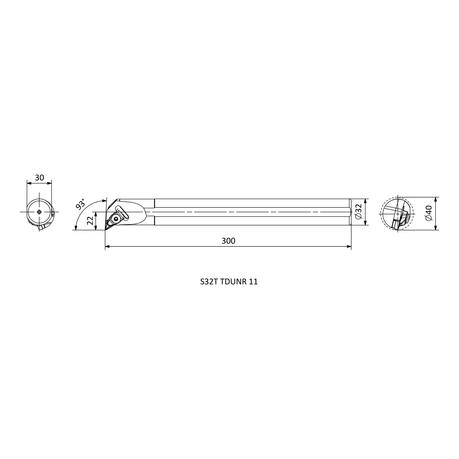 S32T TDUNR 11 &mdash; dimensioned drawing