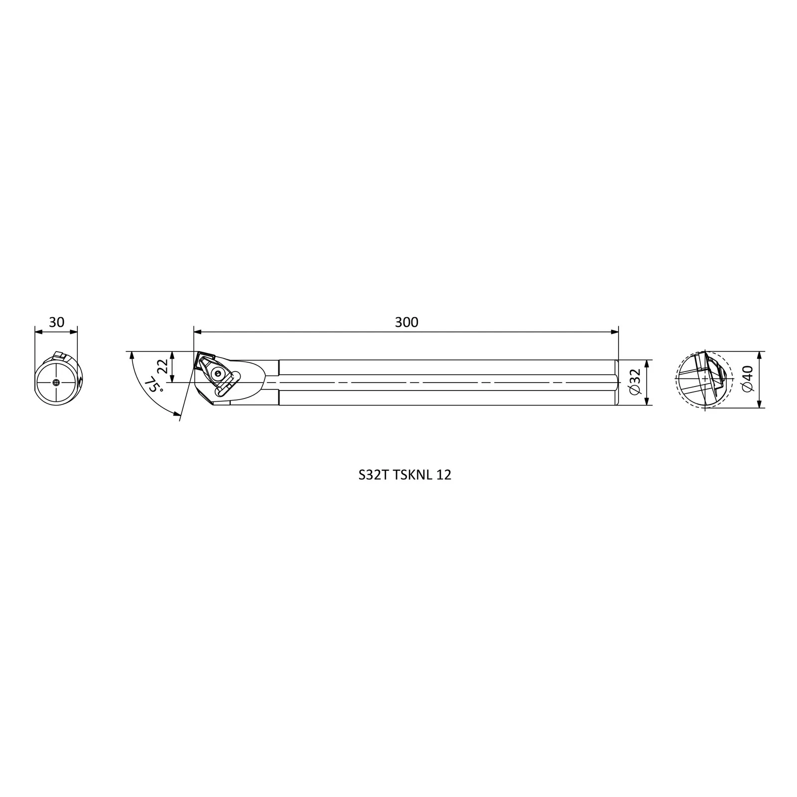 S32T TSKNL 12 &mdash; dimensioned drawing