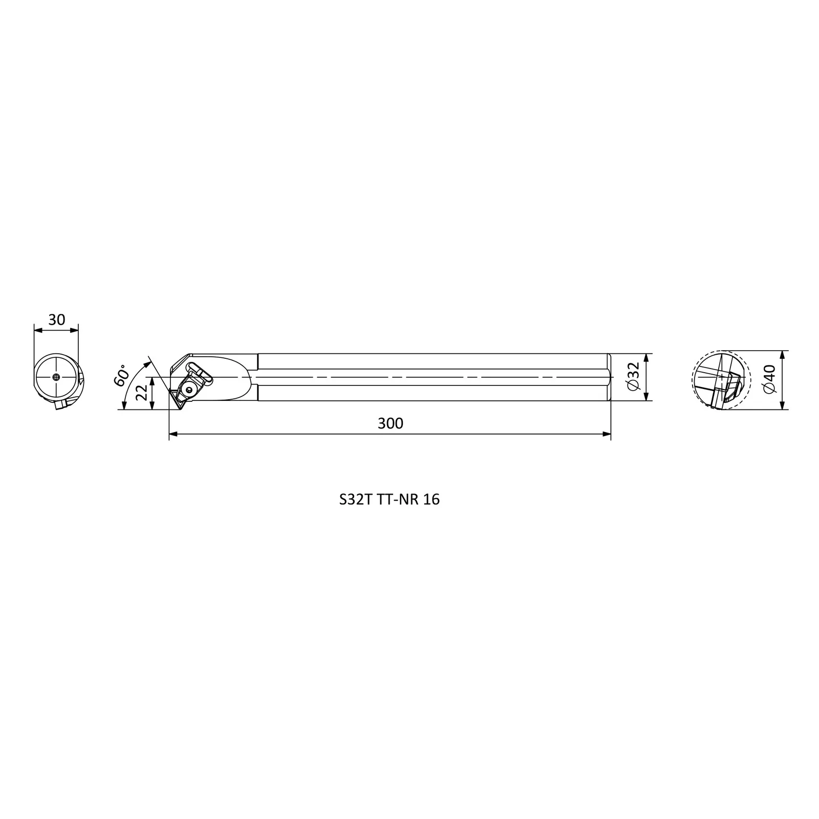 S32T TT-NR 16 &mdash; dimensioned drawing
