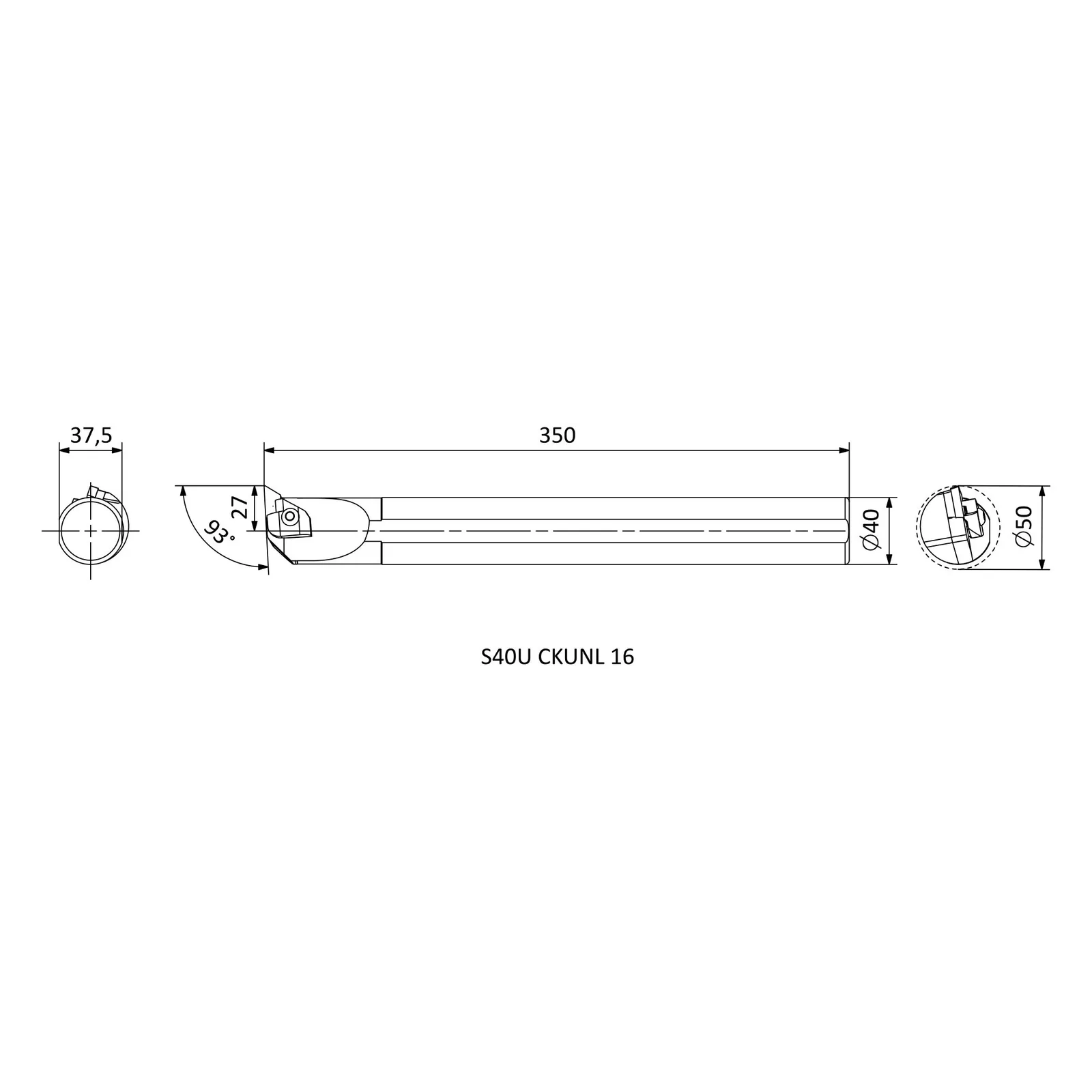 S40U CKUNL 16 &mdash; dimensioned drawing