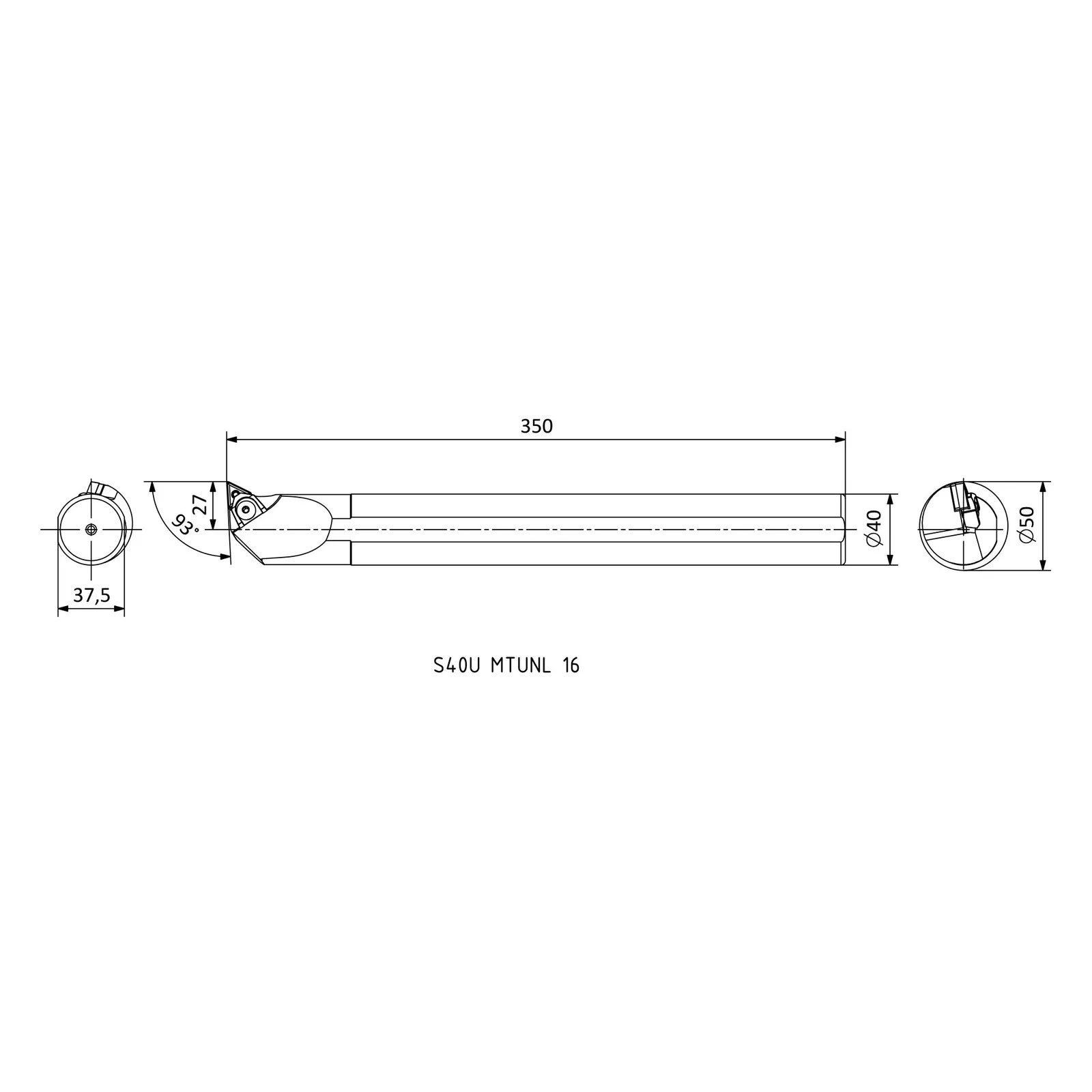 S40U MTUNL 16 &mdash; dimensioned drawing