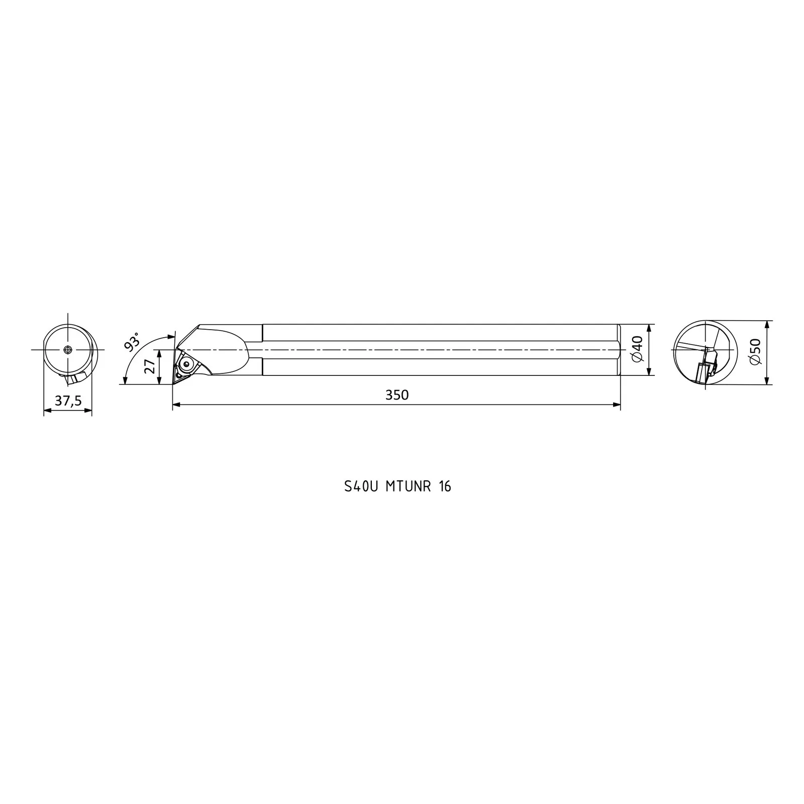 S40U MTUNR 16 &mdash; dimensioned drawing