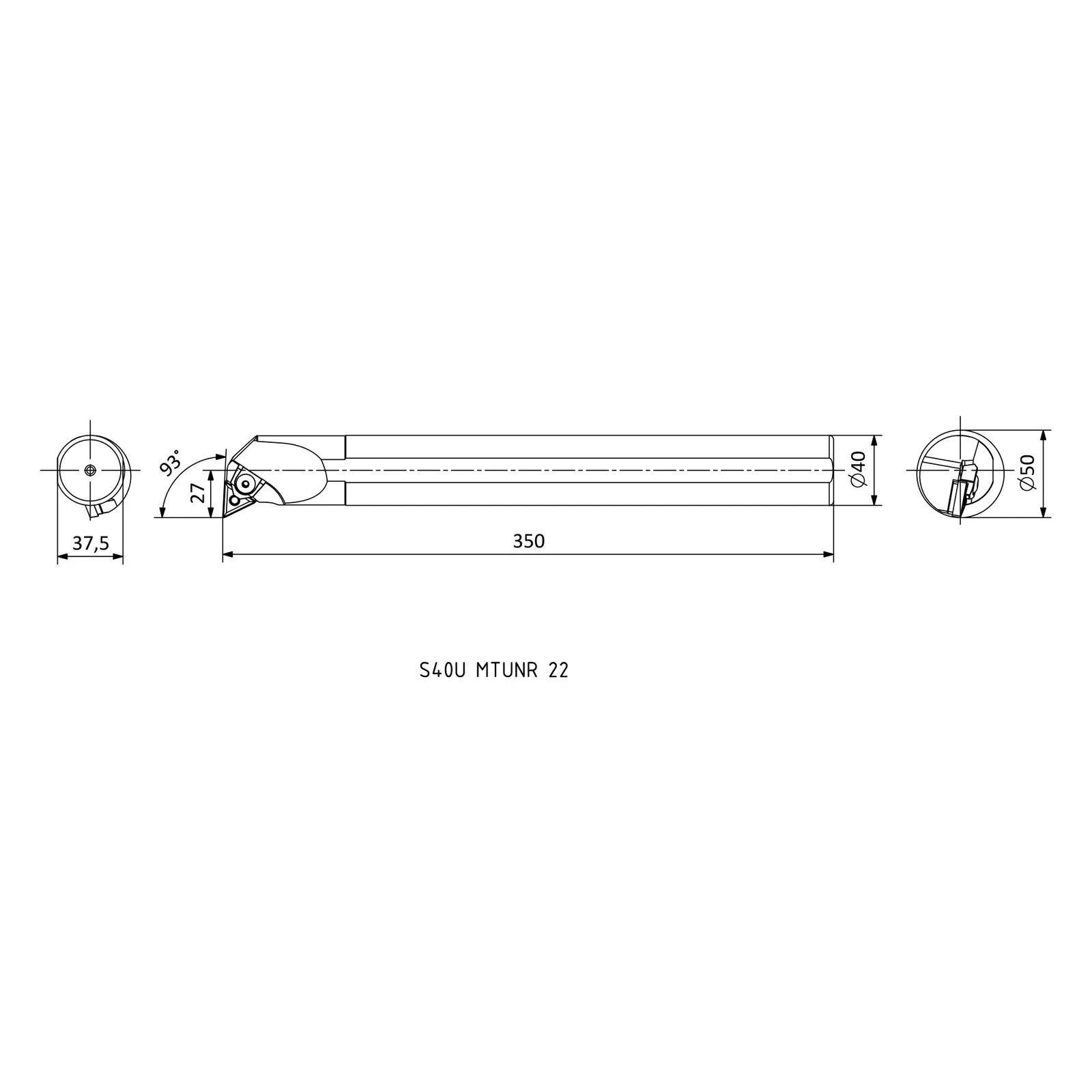 S40U MTUNR 22 &mdash; dimensioned drawing
