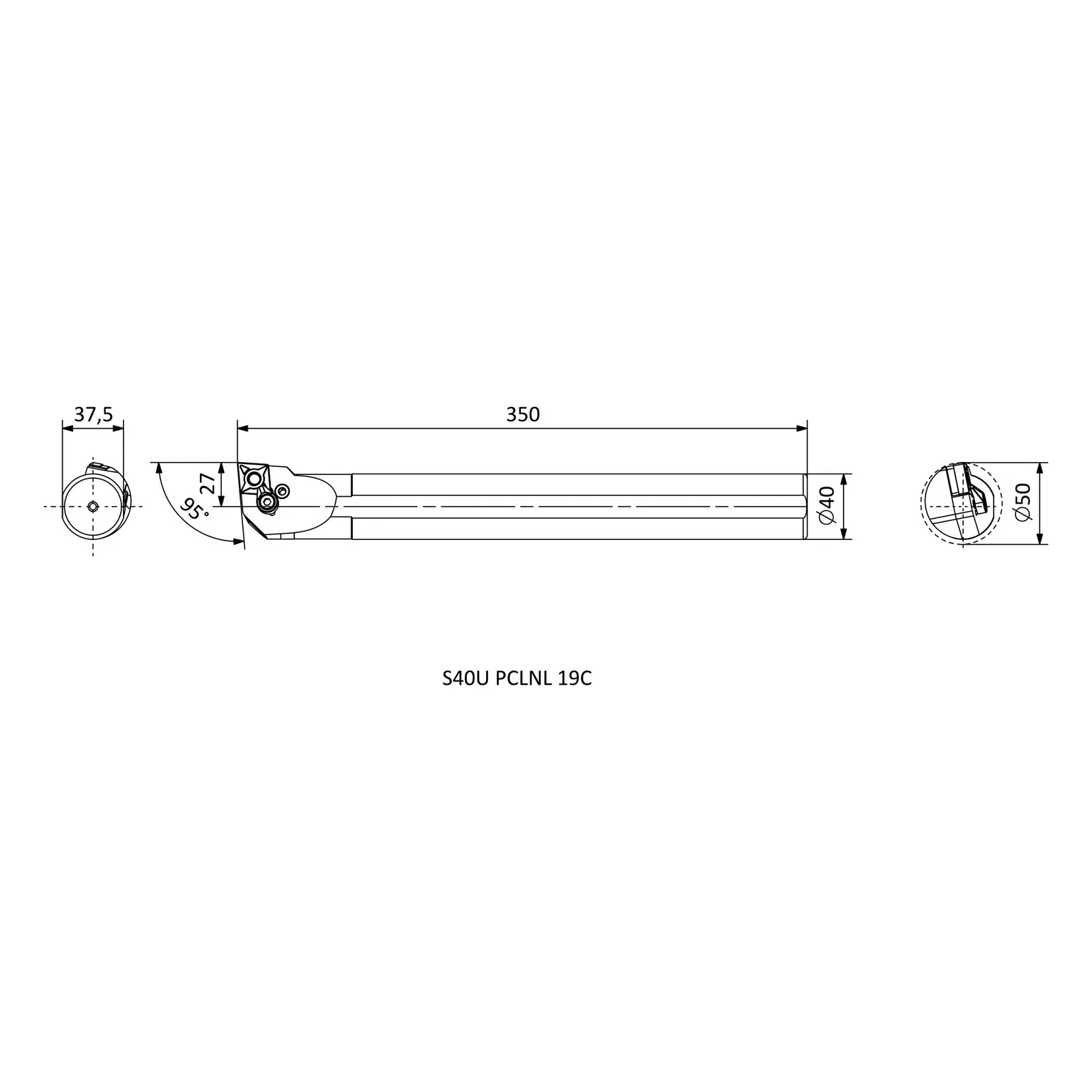 S40U PCLNL 19C &mdash; dimensioned drawing