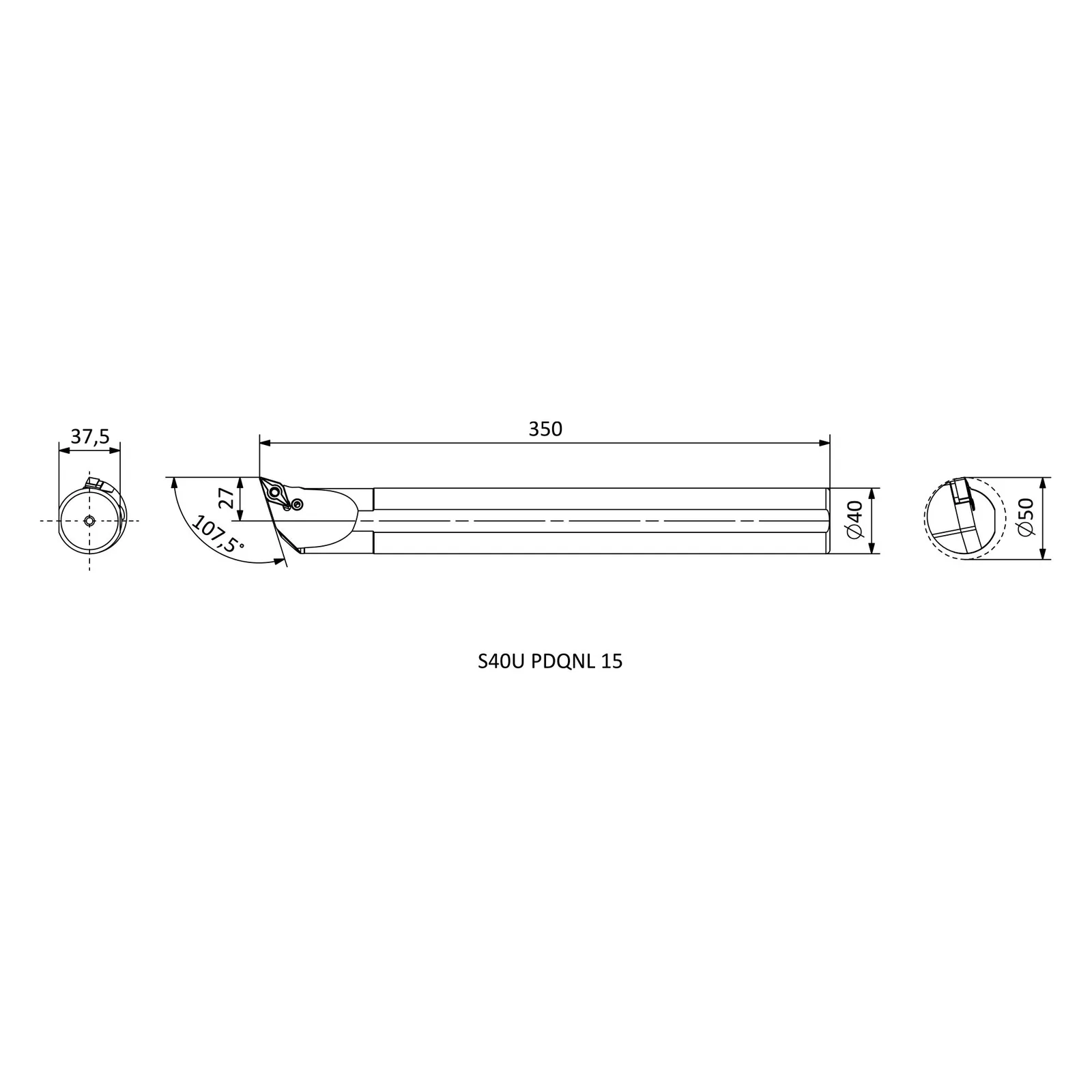 S40U PDQNL 15 &mdash; dimensioned drawing