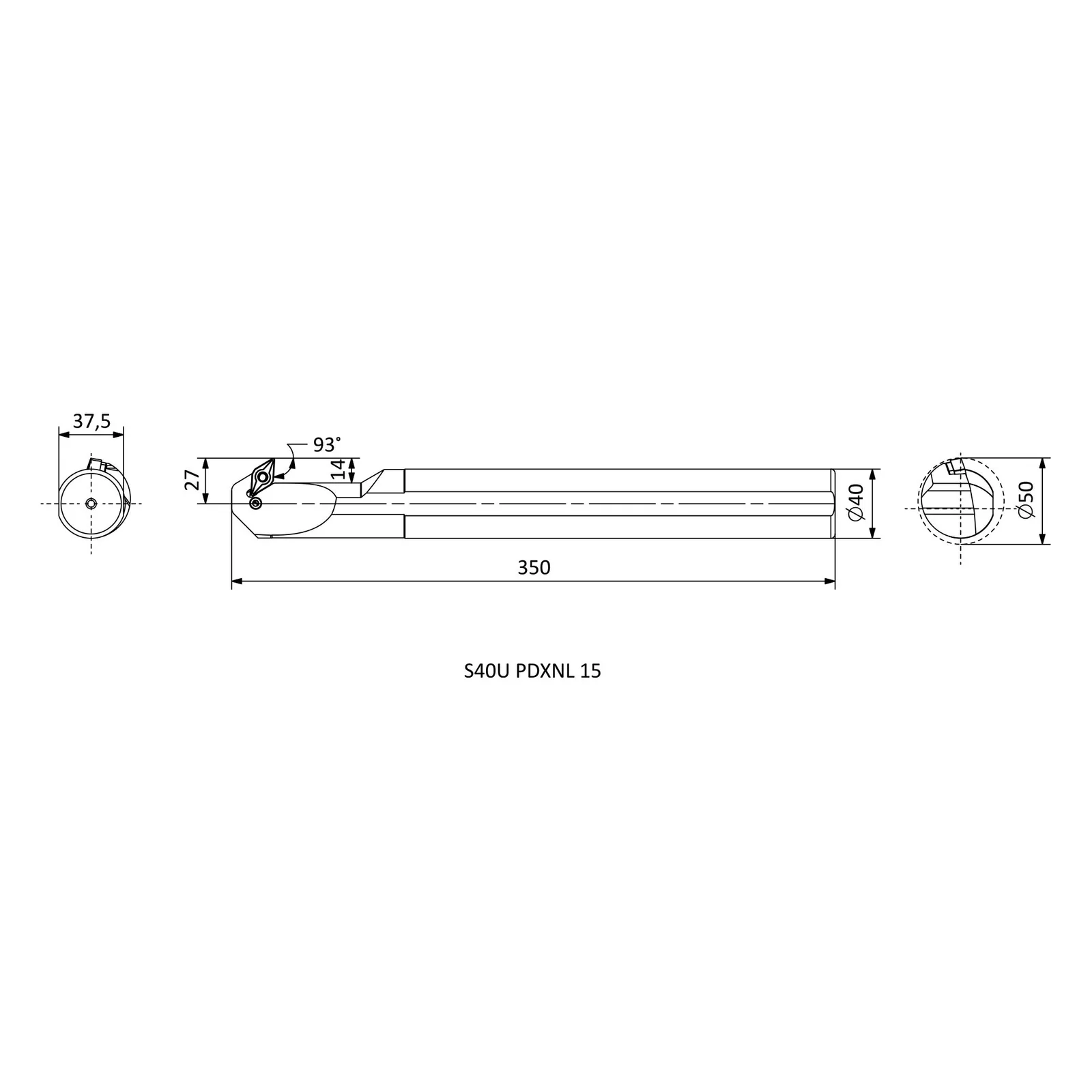 S40U PDXNL 15 &mdash; dimensioned drawing