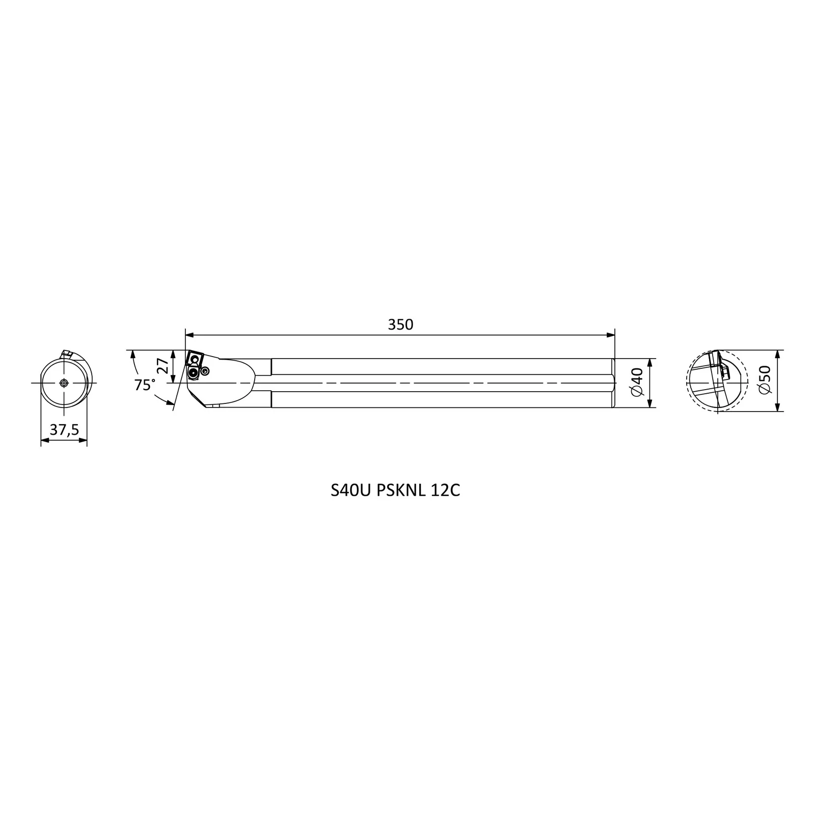 S40U PSKNL 12C &mdash; dimensioned drawing